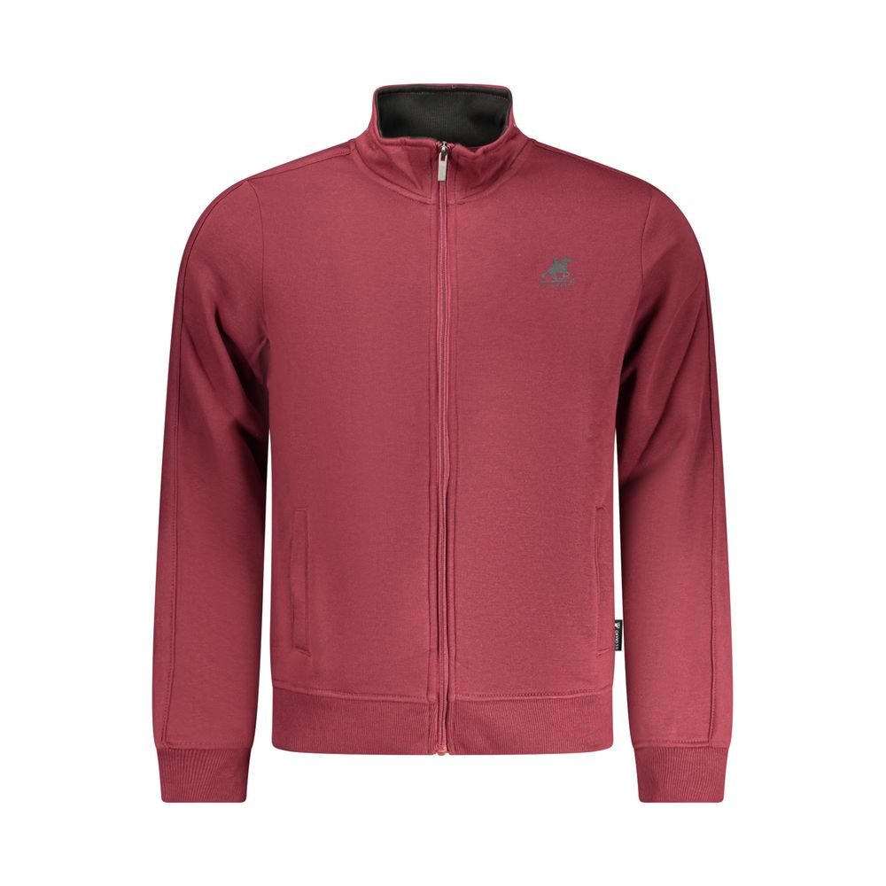 U.S. Grand Polo Red Cotton Men's Sweatshirt with Zip and Pockets