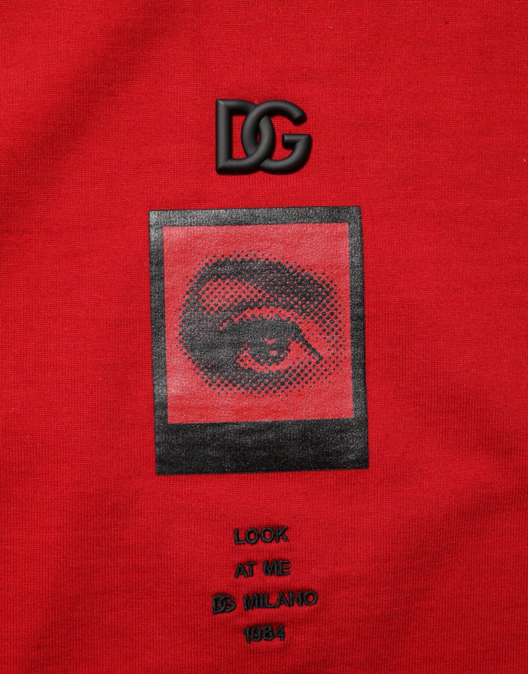 Dolce & Gabbana Red DG Eye Print Cotton Crew Neck T-shirt
