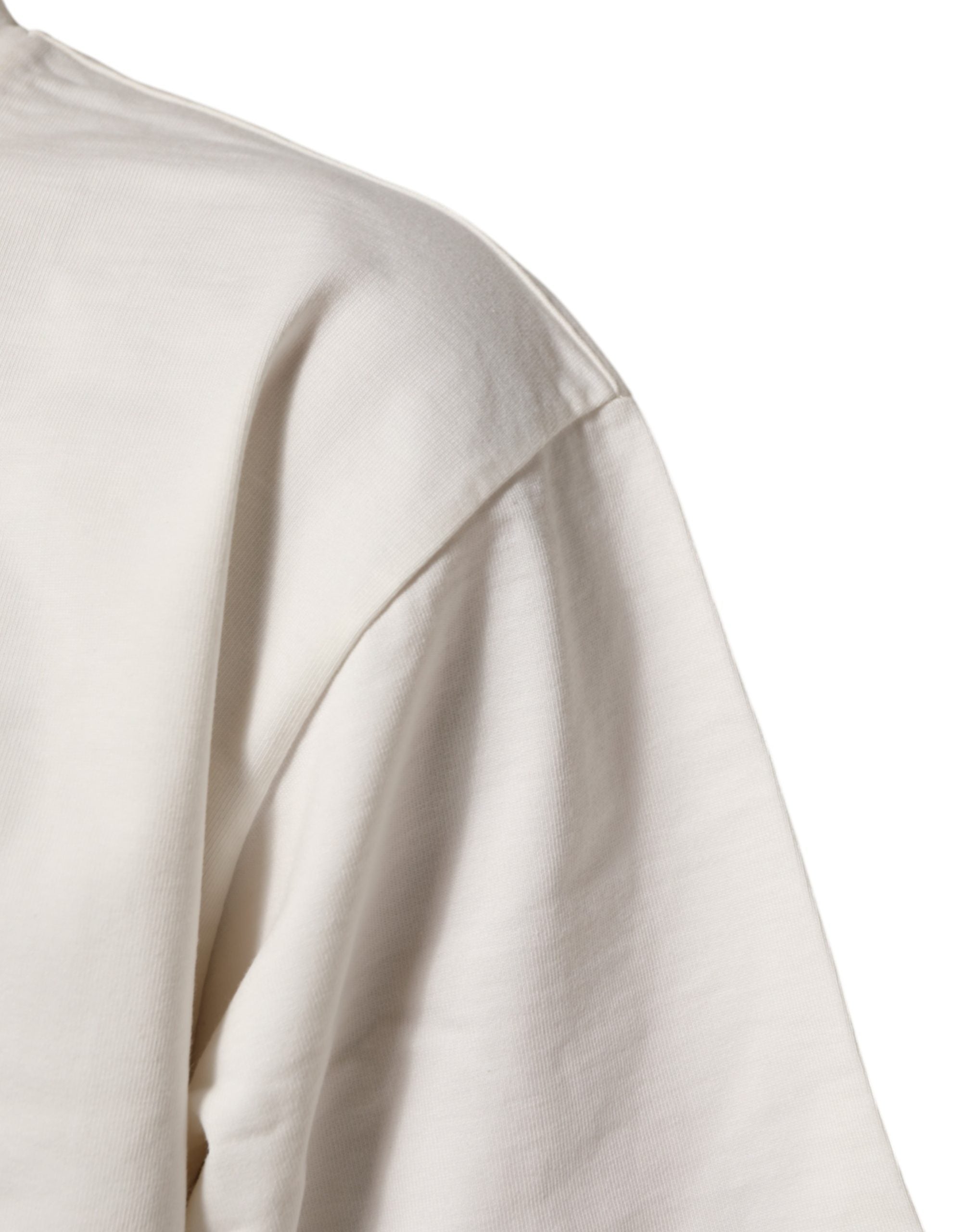 Dolce & Gabbana White Cotton Logo Print Men Crewneck T-shirt
