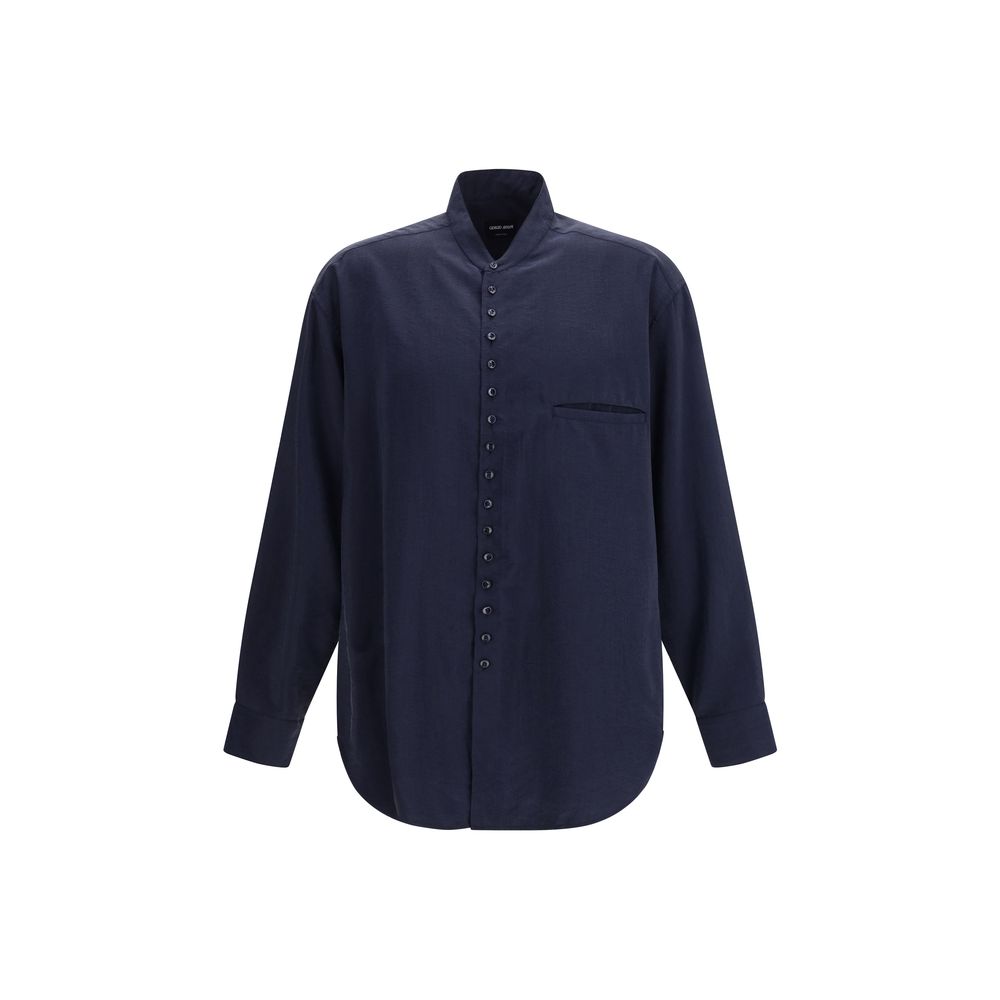 Giorgio Armani Blue Silk Dress Shirt LUNESCAPE