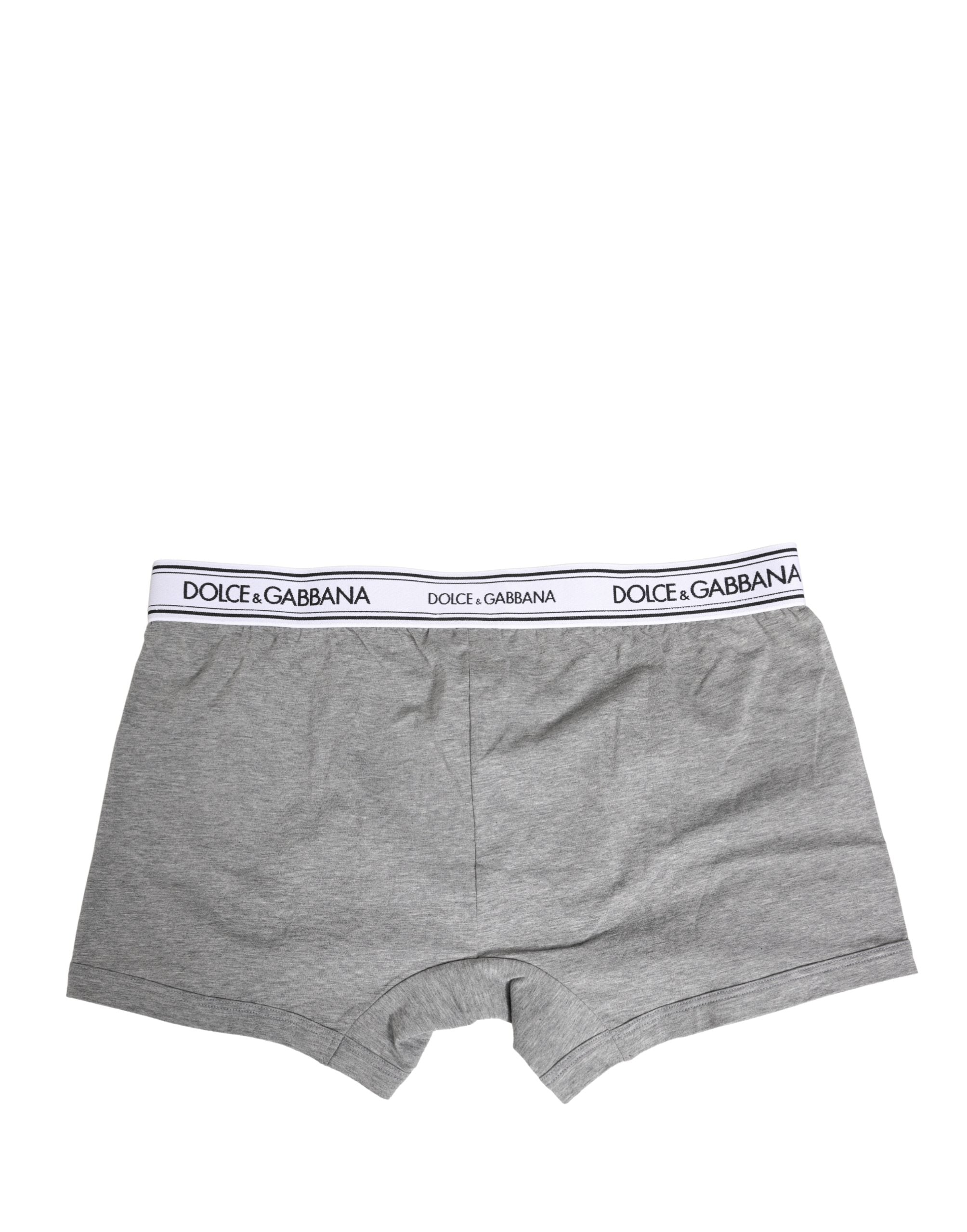 Dolce & Gabbana Gray Logo Waistband Cotton Men Boxer Underwear
