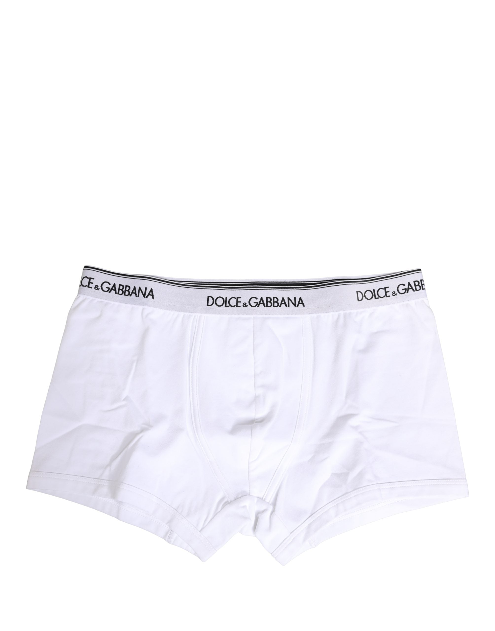 Dolce & Gabbana White Logo Waistband Cotton Boxer Underwear