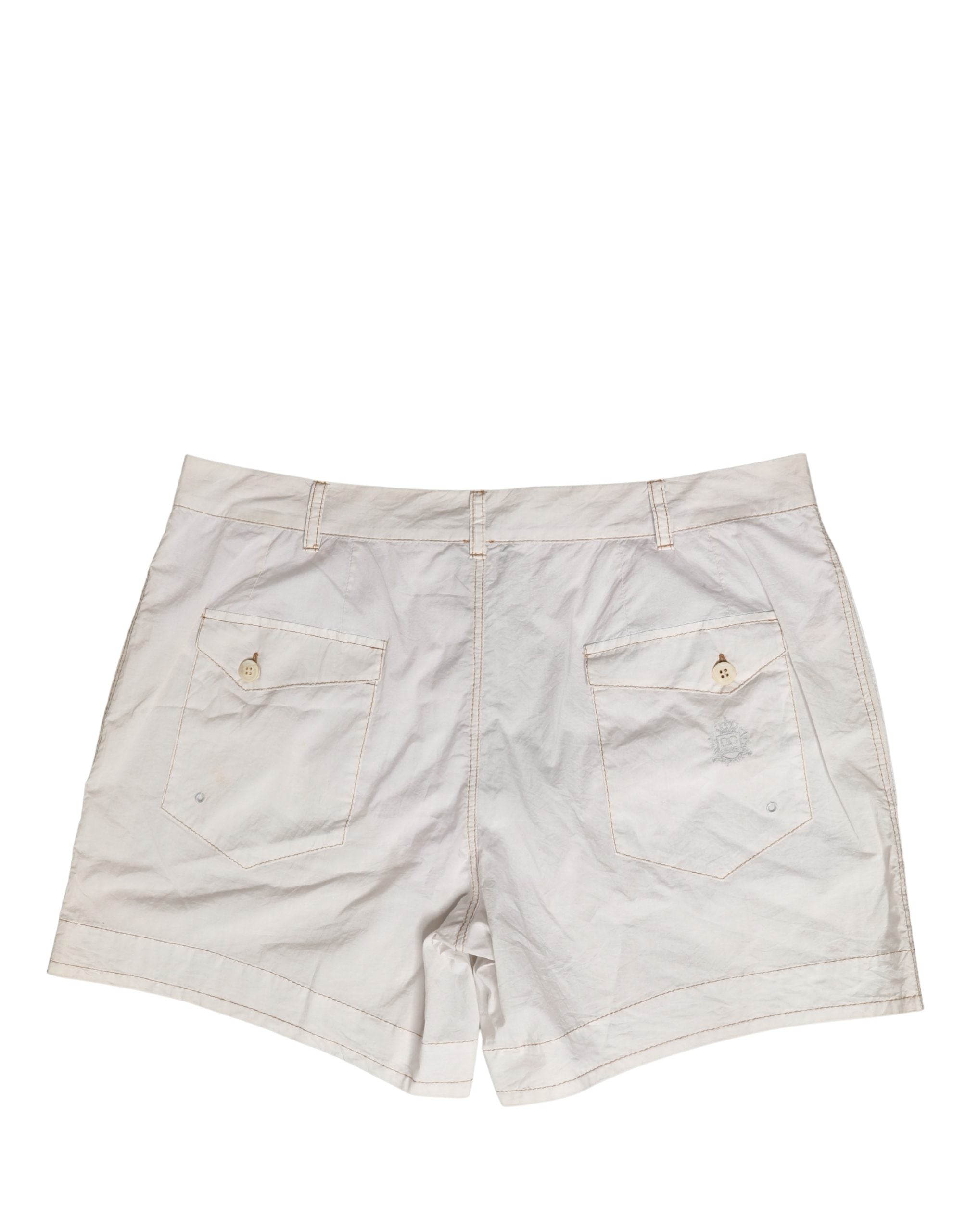 Dolce & Gabbana White Cotton Mid Waist Chino Bermuda Shorts