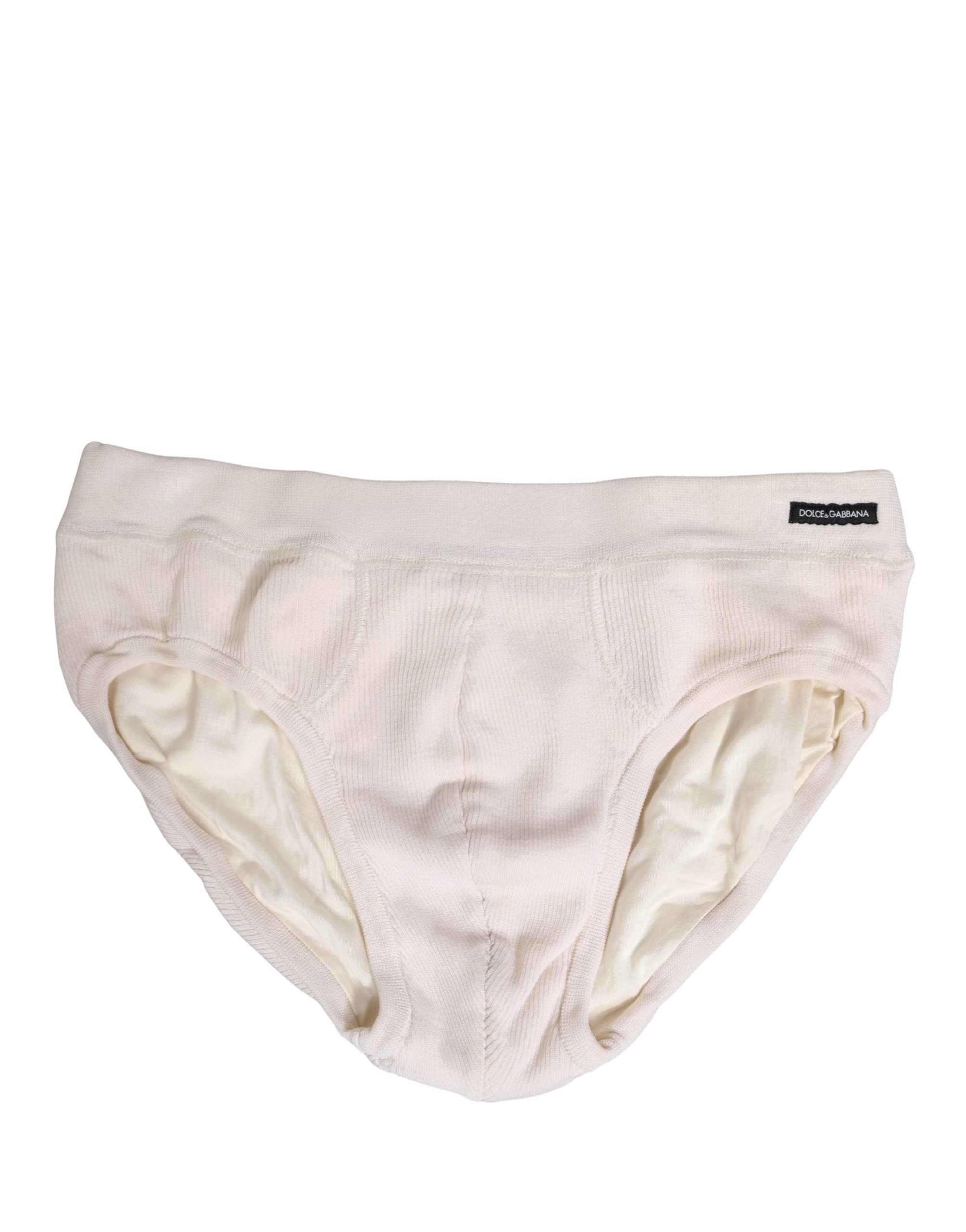Dolce & Gabbana Off White Logo Silk Men Briefs Underwear