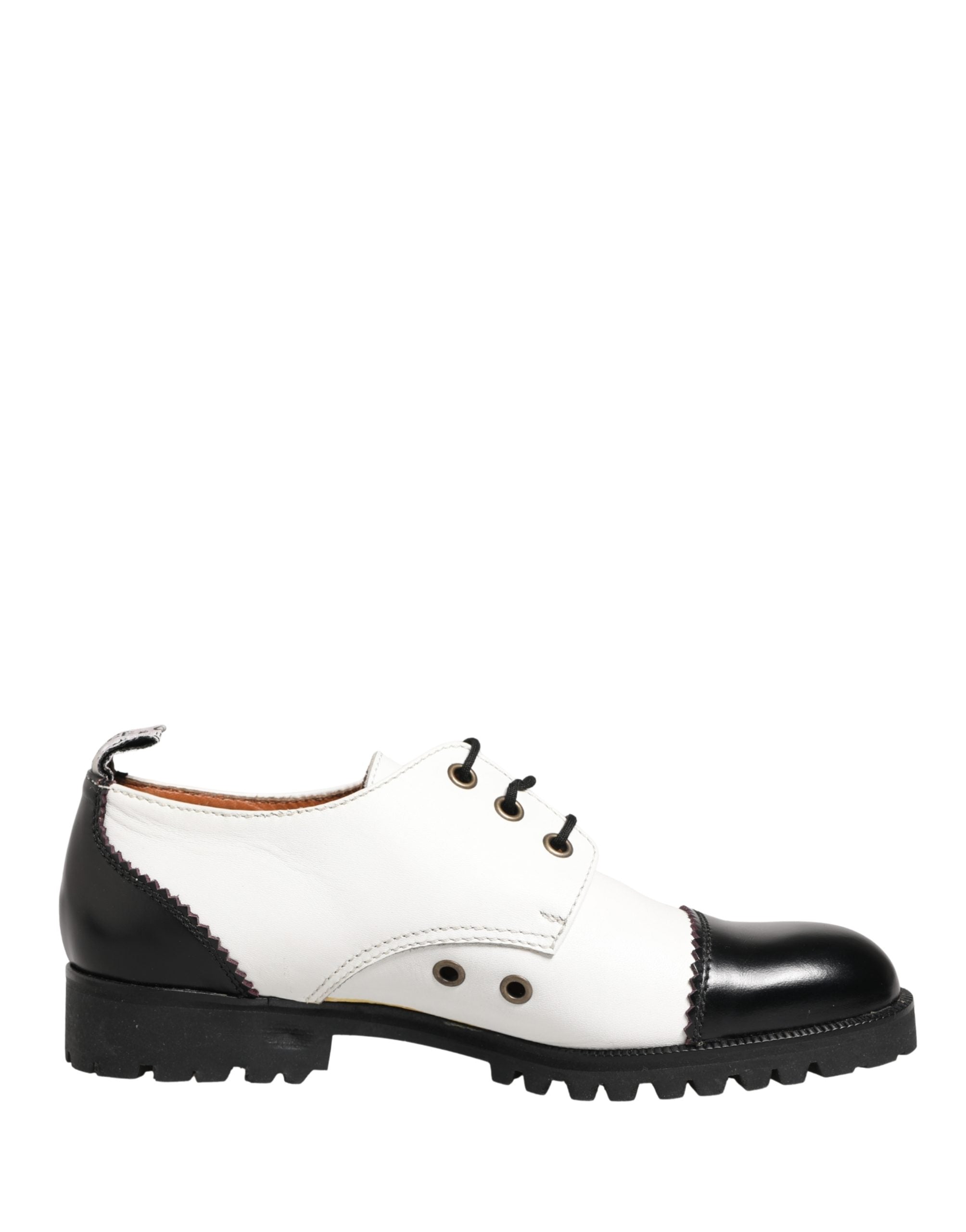 Dolce & Gabbana Black White Leather Derby Shoes