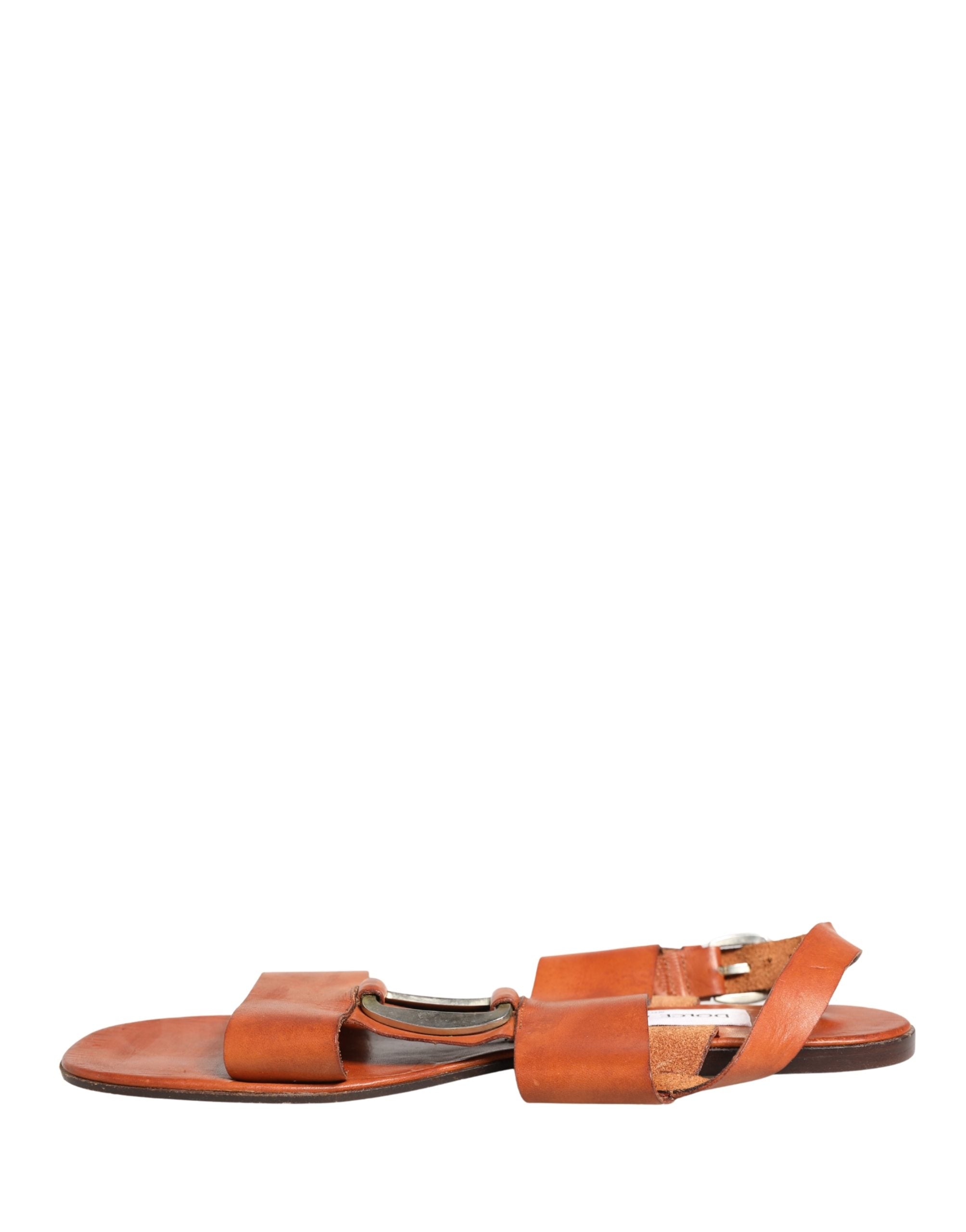 Dolce & Gabbana Brown Leather Flat Sandals Shoes