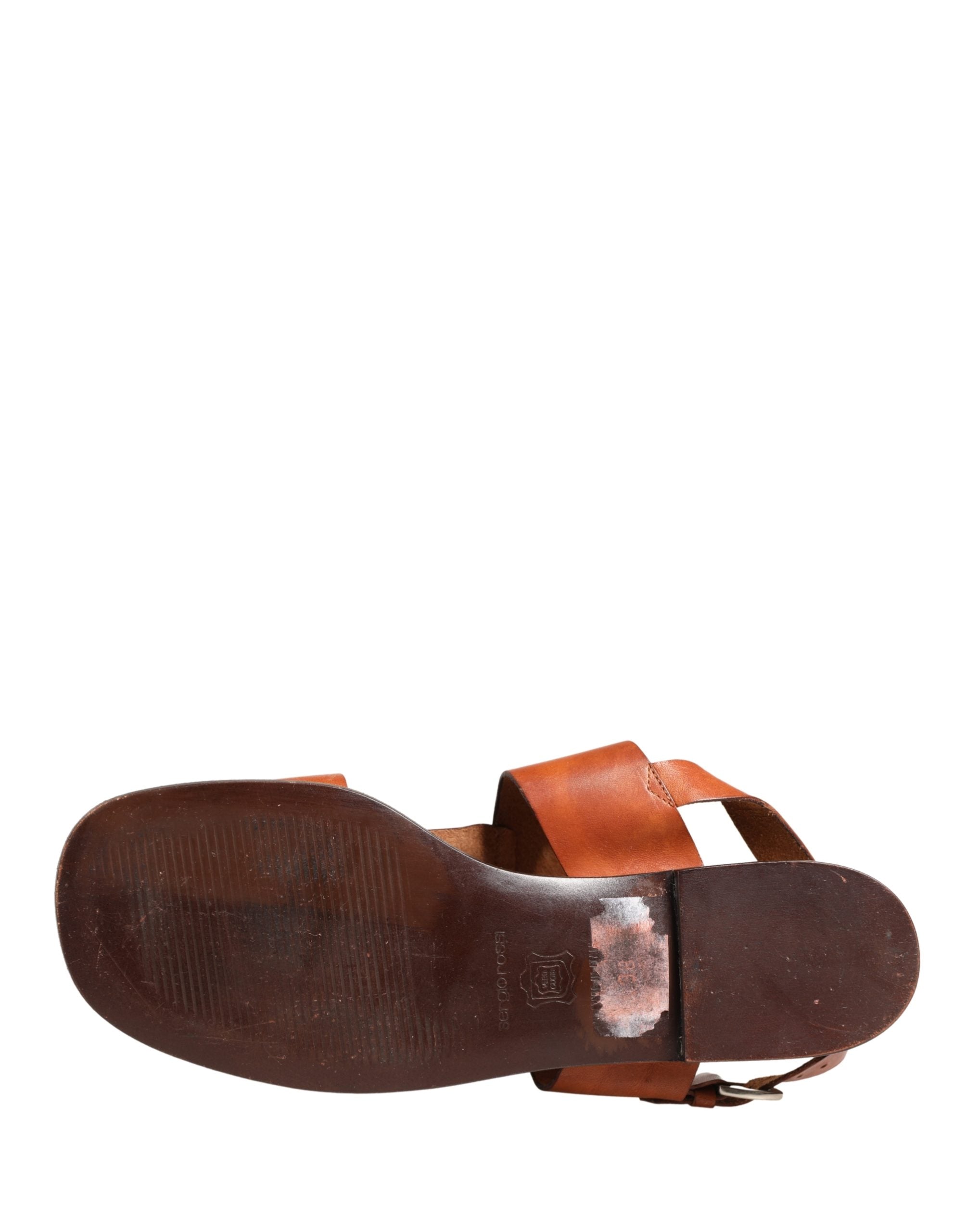 Dolce & Gabbana Brown Leather Flat Sandals Shoes