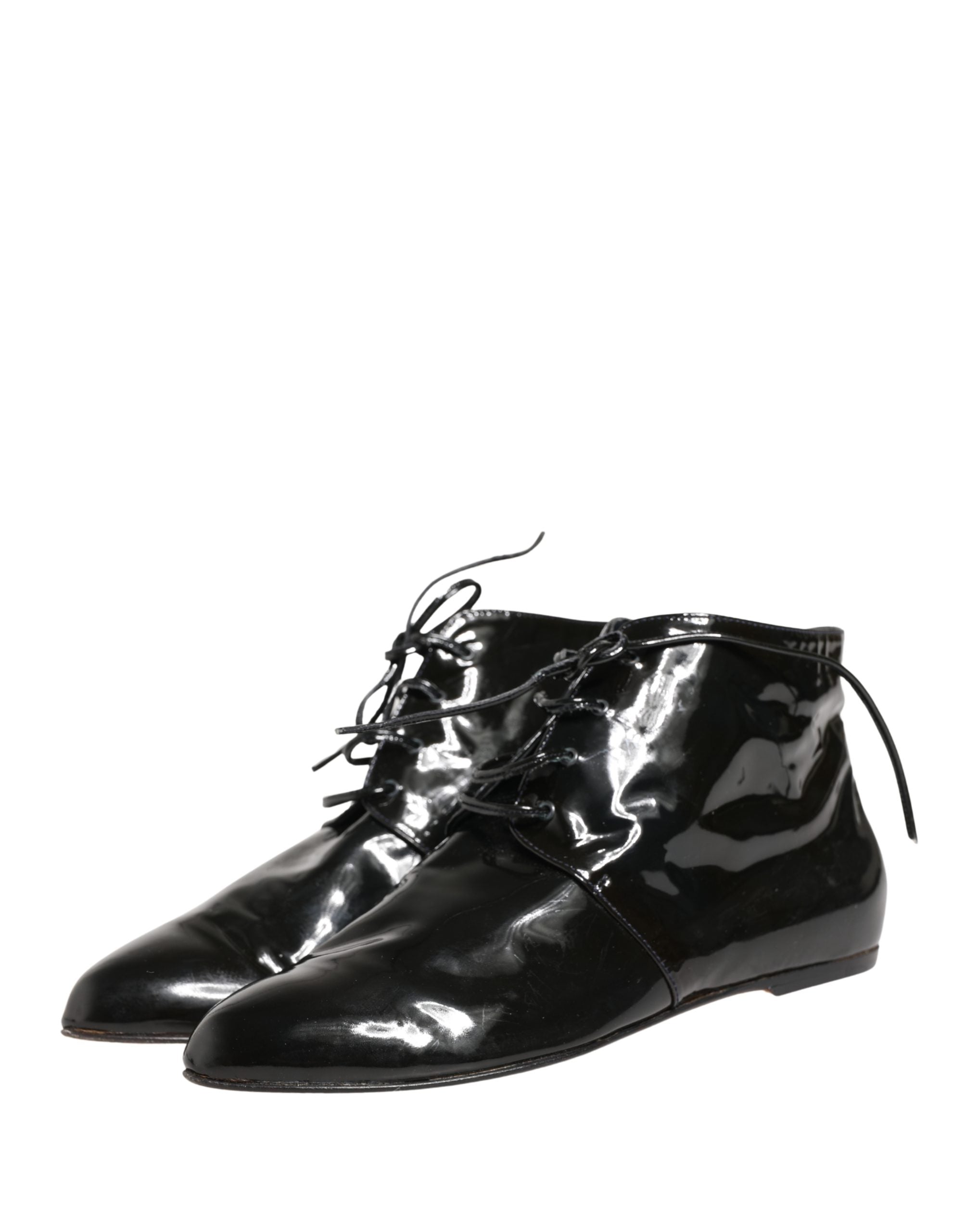 Dolce & Gabbana Black Leather AnkleBoots Shoes