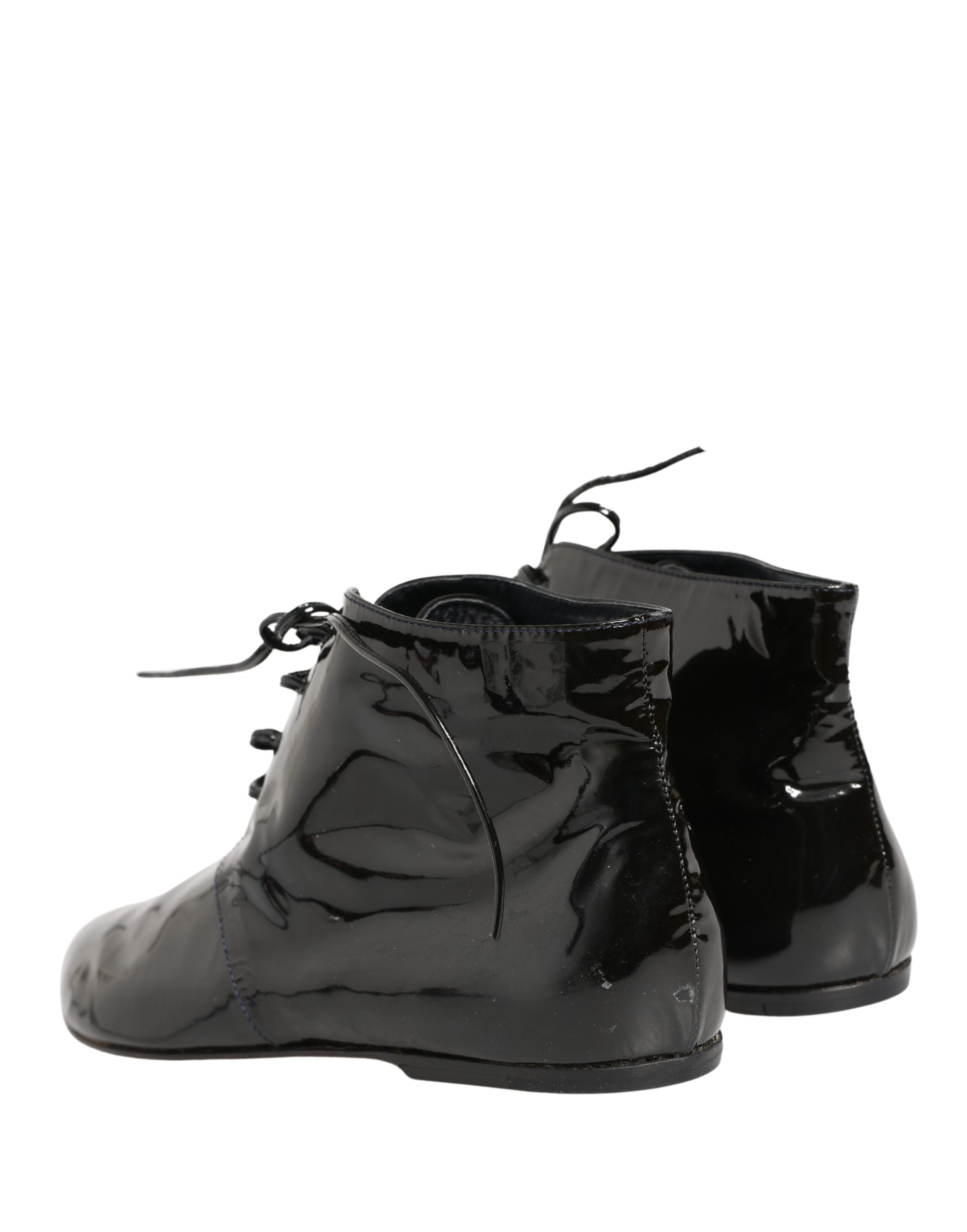 Dolce & Gabbana Black Leather AnkleBoots Shoes