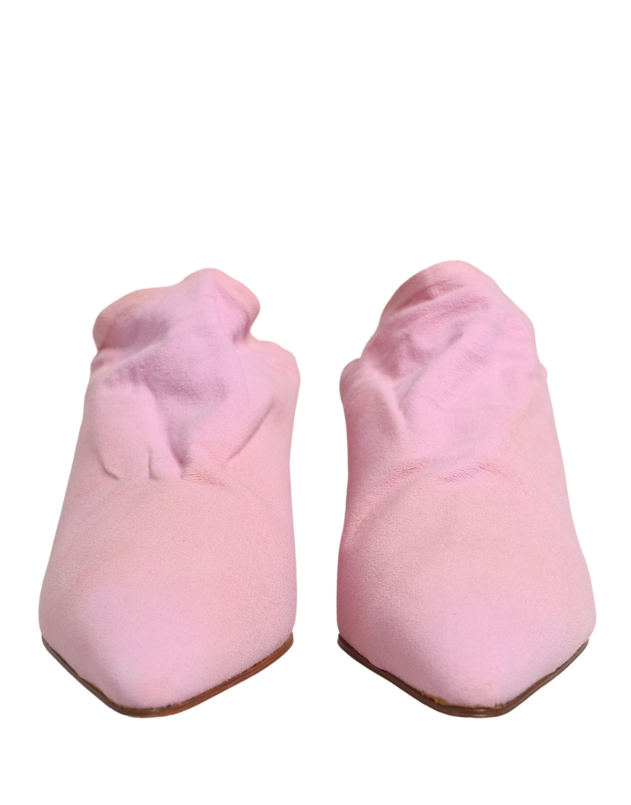 Dolce & Gabbana Pink Suede Heel Mule Shoes