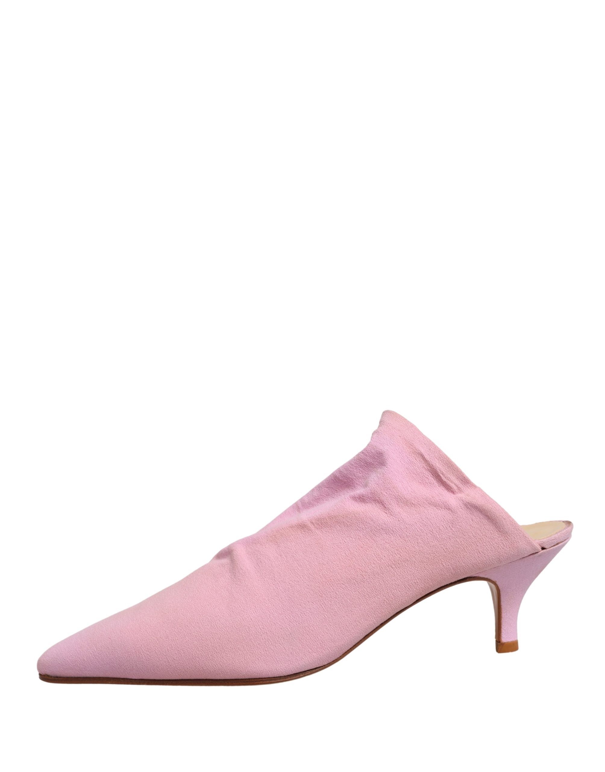 Dolce & Gabbana Pink Suede Heel Mule Shoes
