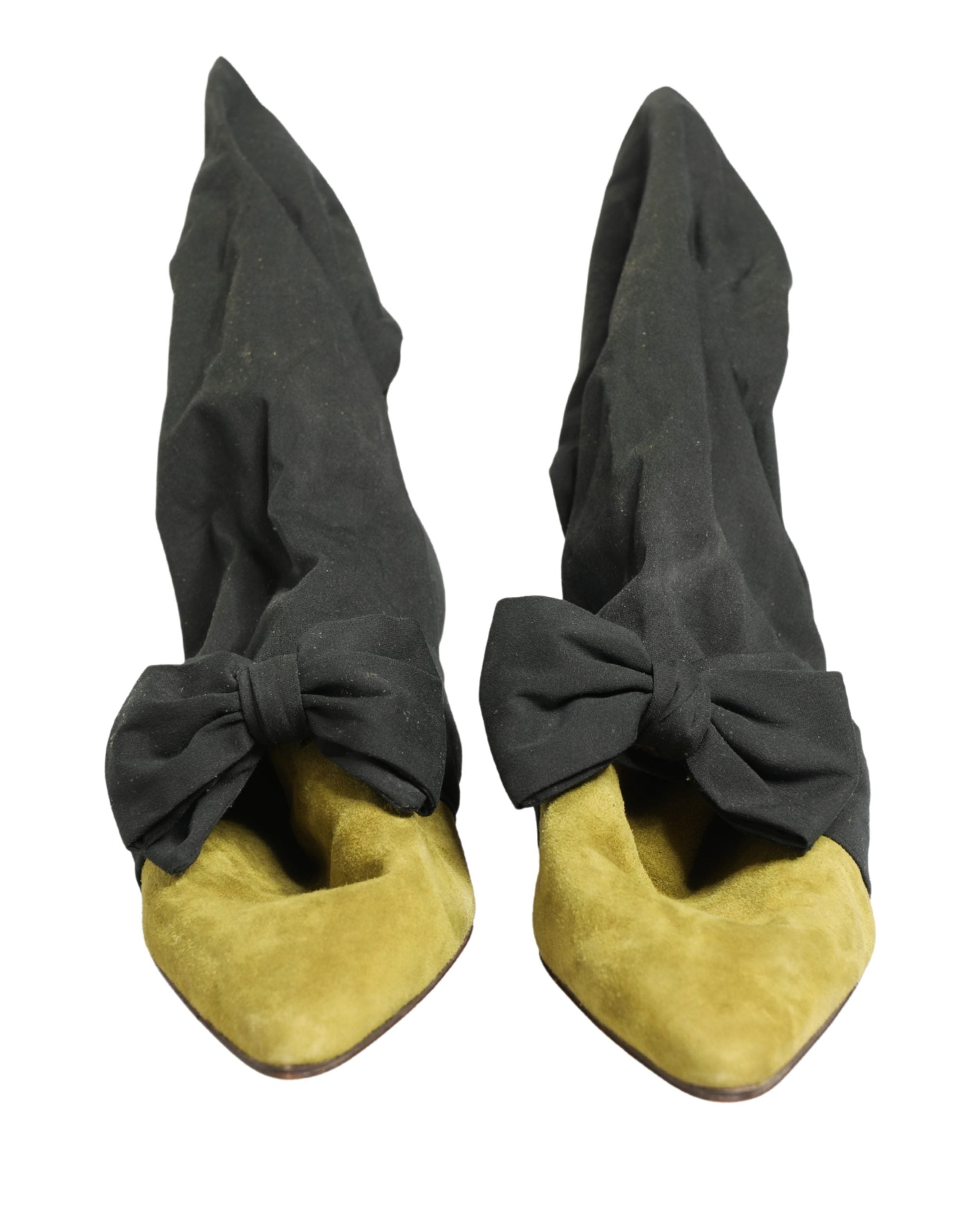 Dolce & Gabbana Black Yellow Suede Boots Shoes