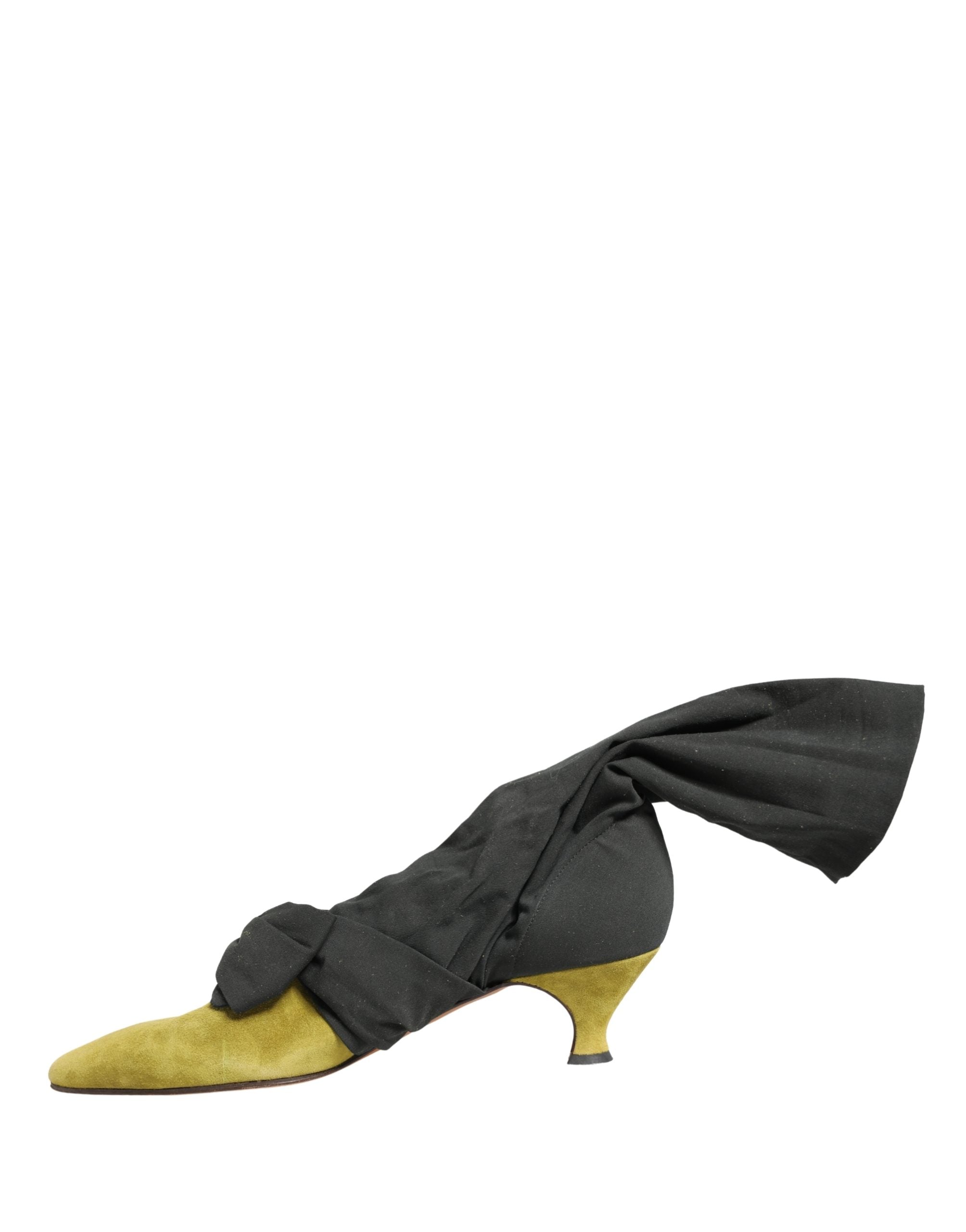 Dolce & Gabbana Black Yellow Suede Boots Shoes