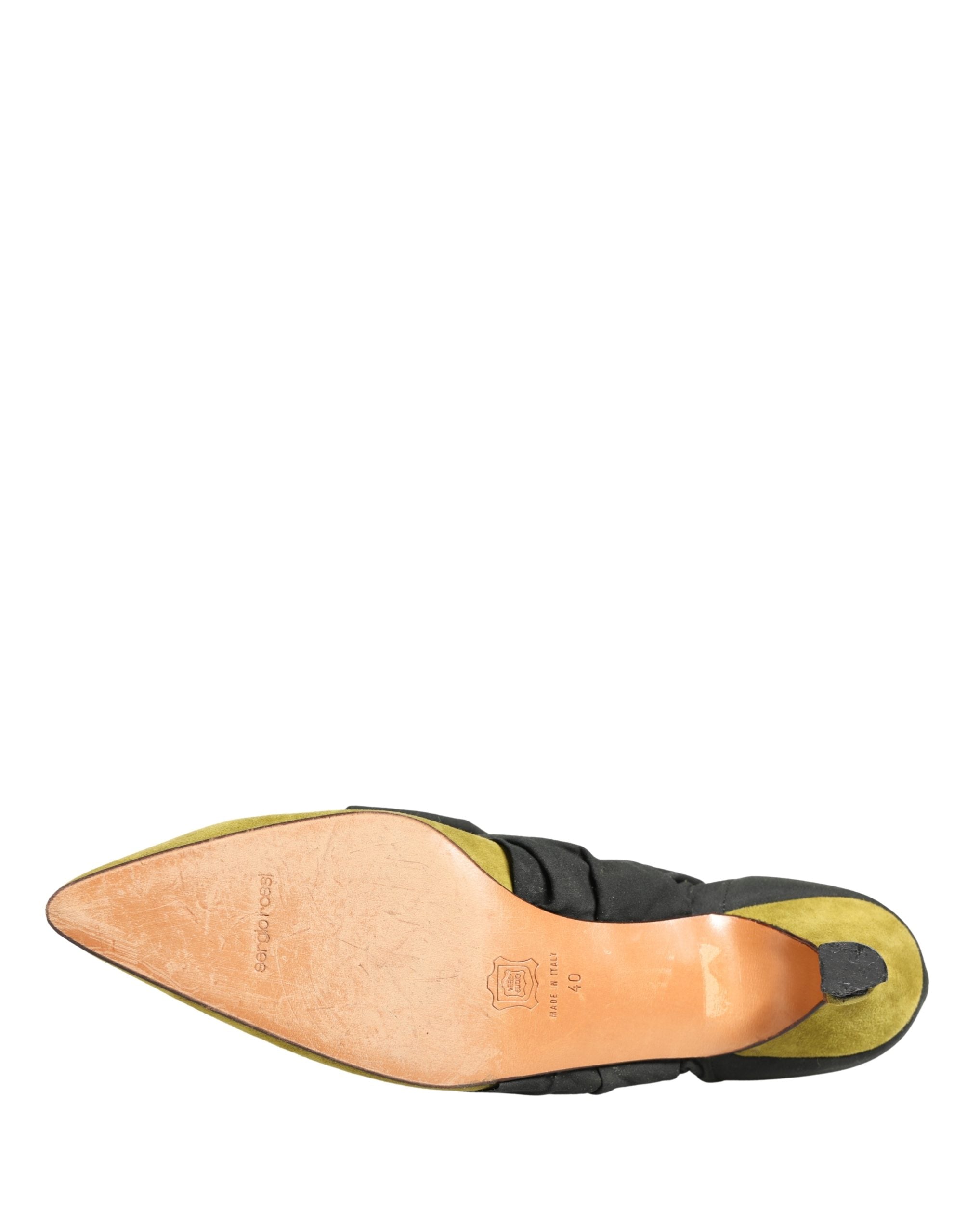 Dolce & Gabbana Black Yellow Suede Boots Shoes