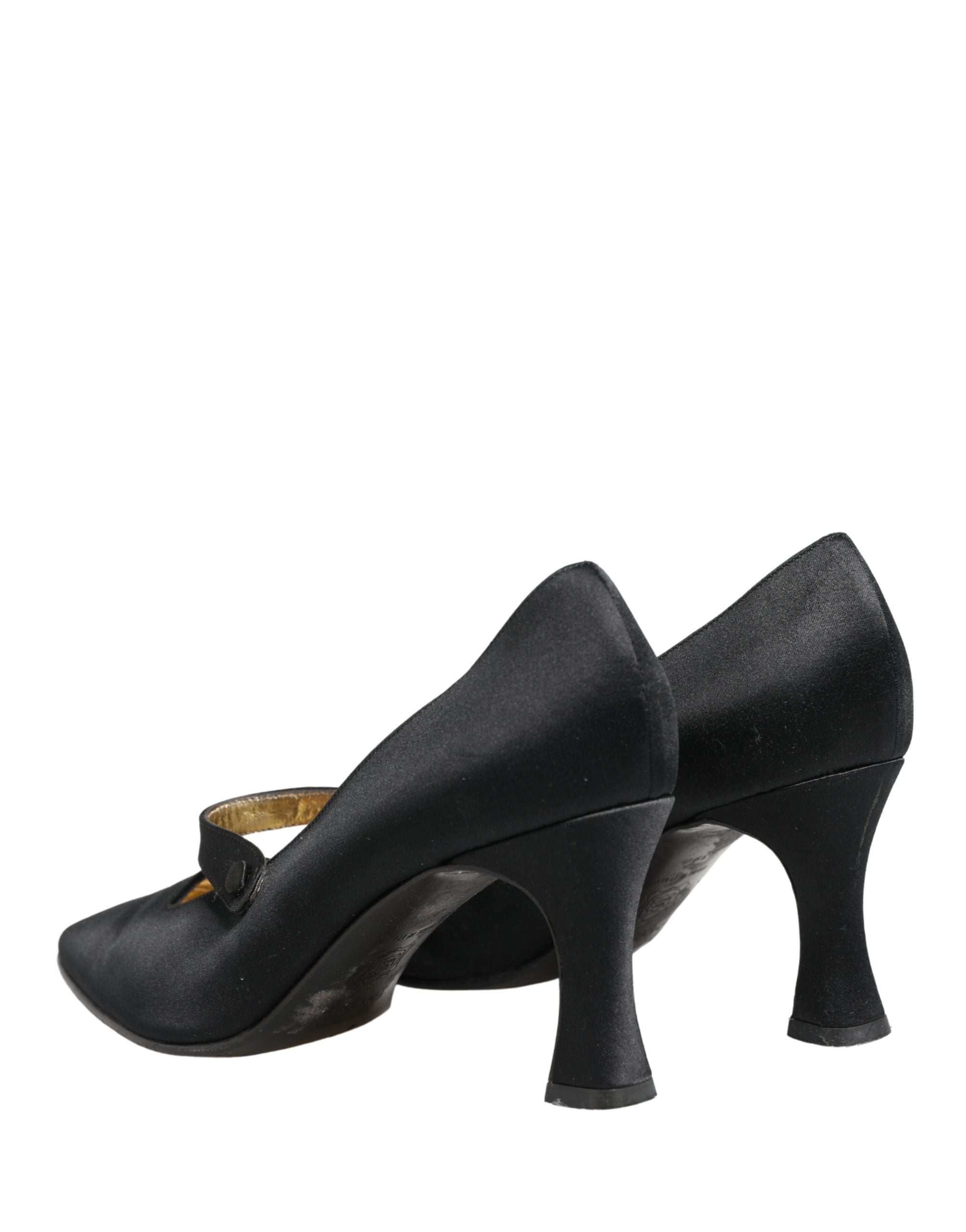Dolce & Gabbana Black Satin Mary Jane Pumps Shoes