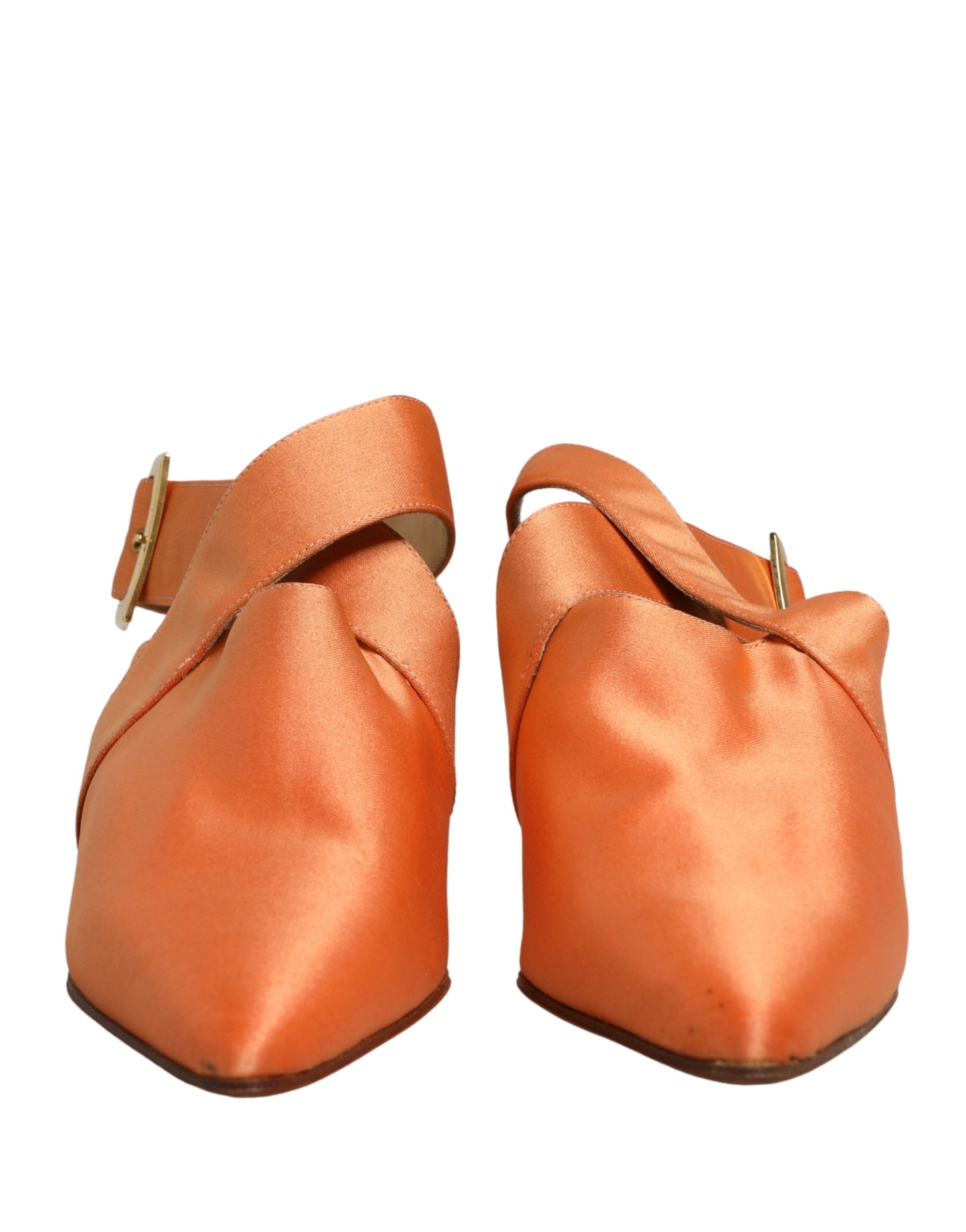 Dolce & Gabbana Orange Satin Sandals Shoes