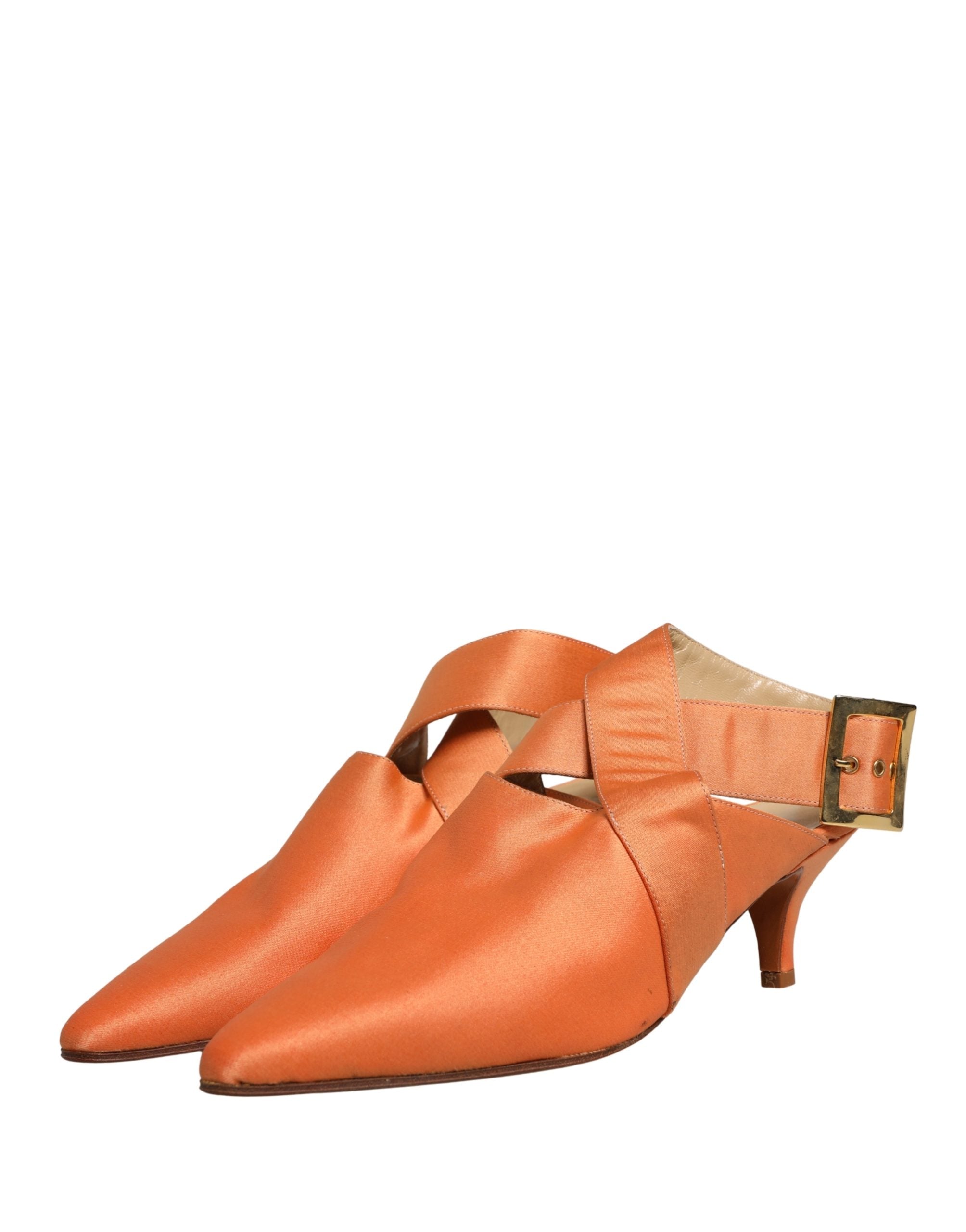 Dolce & Gabbana Orange Satin Sandals Shoes