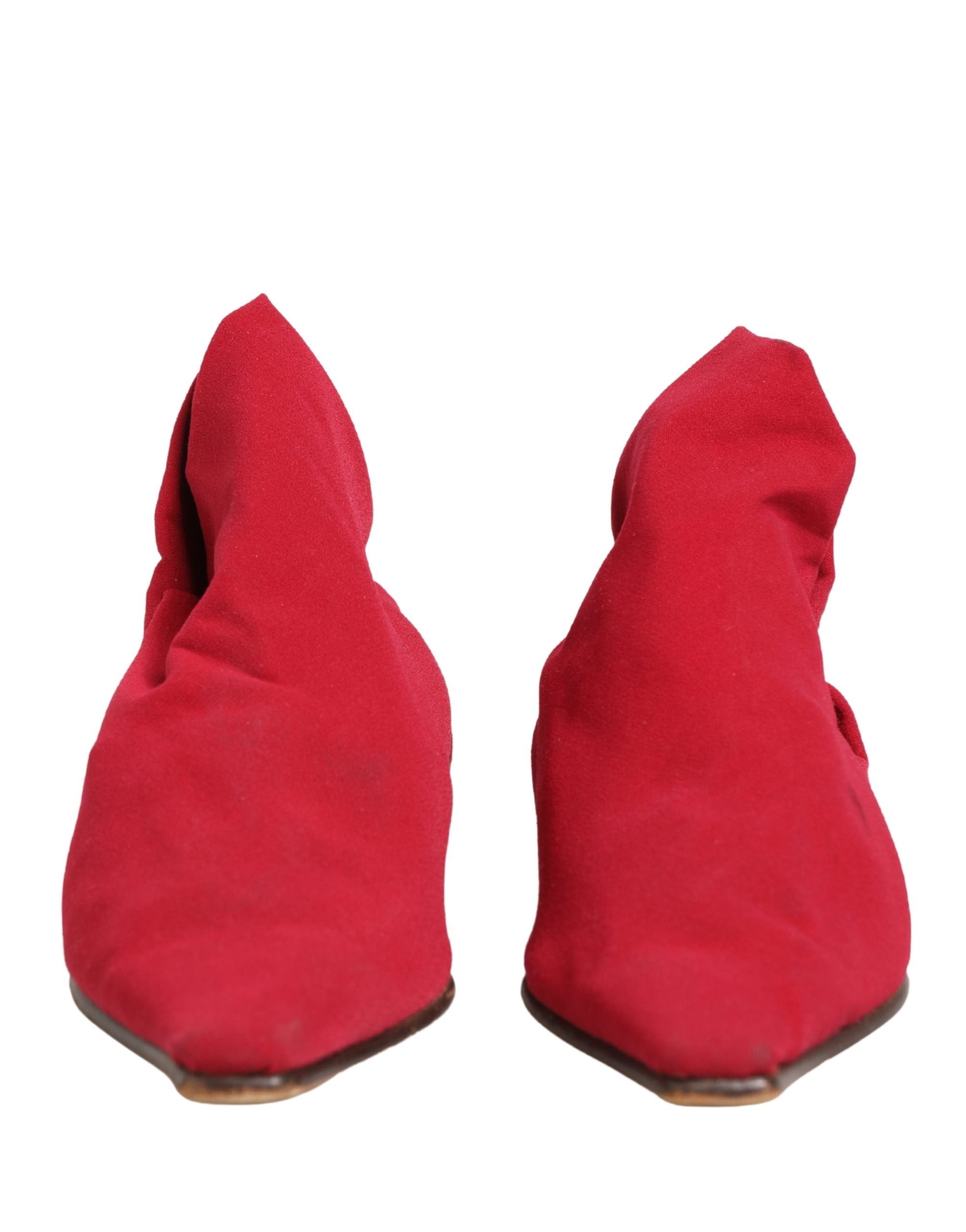 Dolce & Gabbana Red Suede Ankle Boots Shoes
