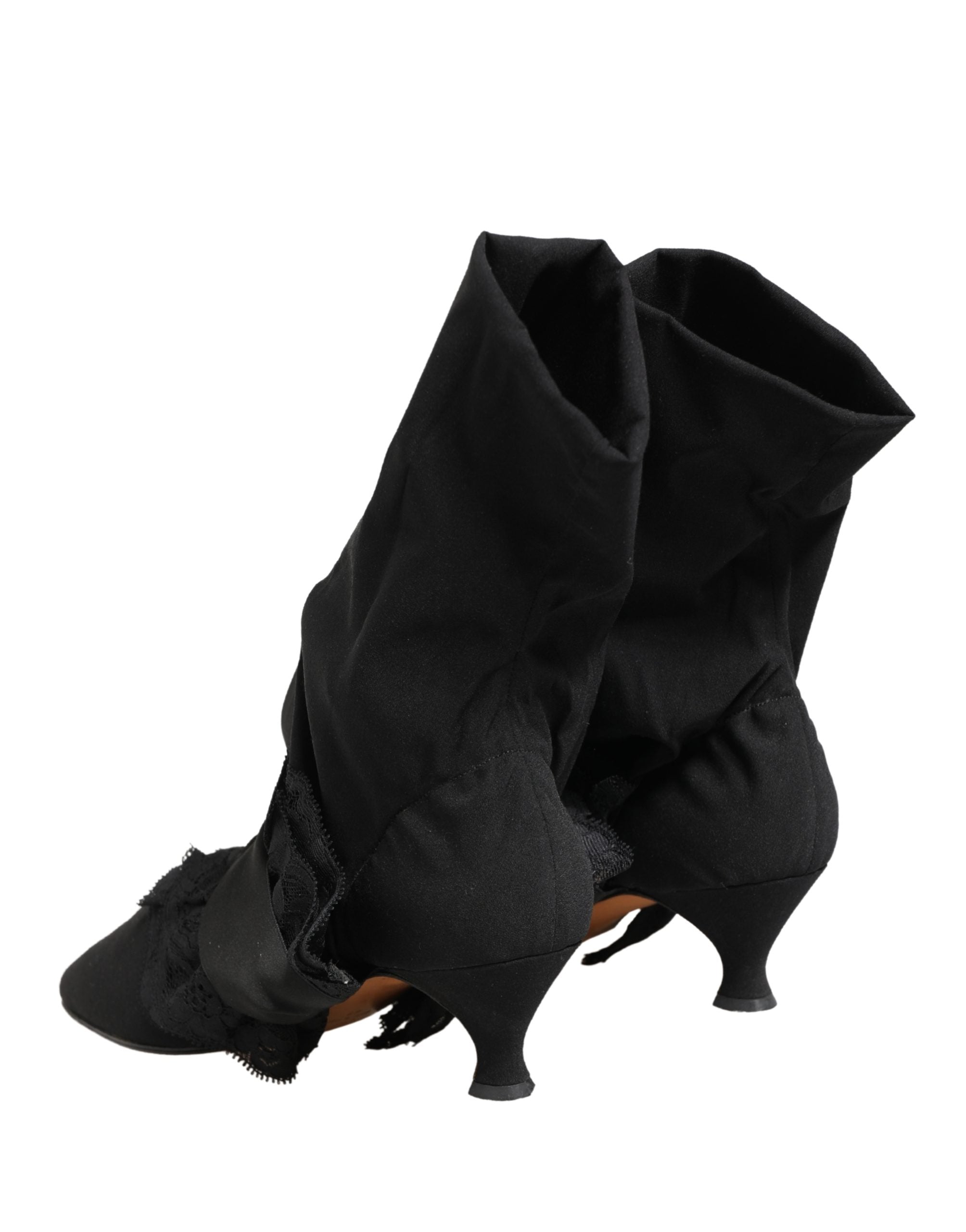 Dolce & Gabbana Black Suede Mid Calf Boots Shoes