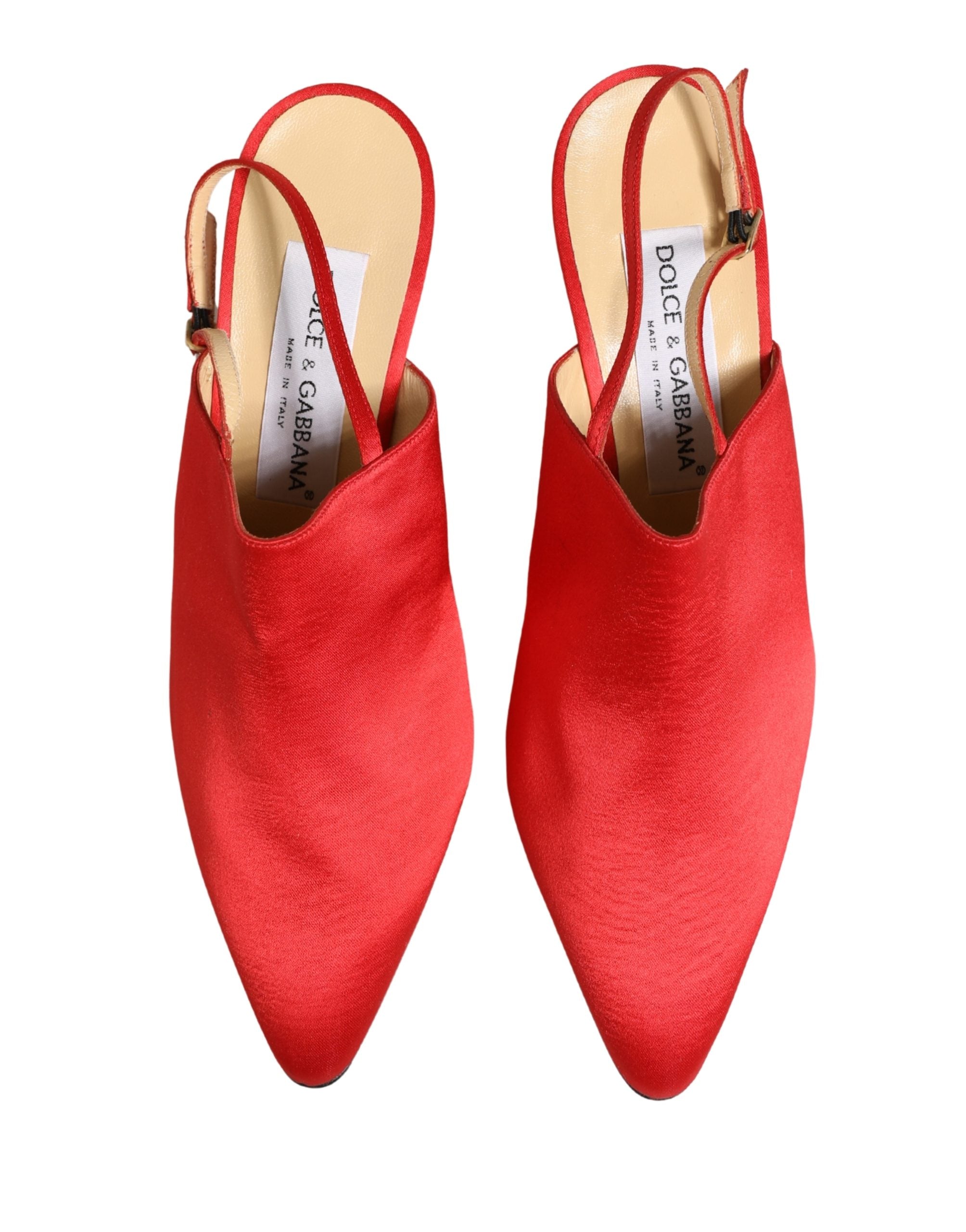 Dolce & Gabbana Red Suede Heel Slingback Shoes