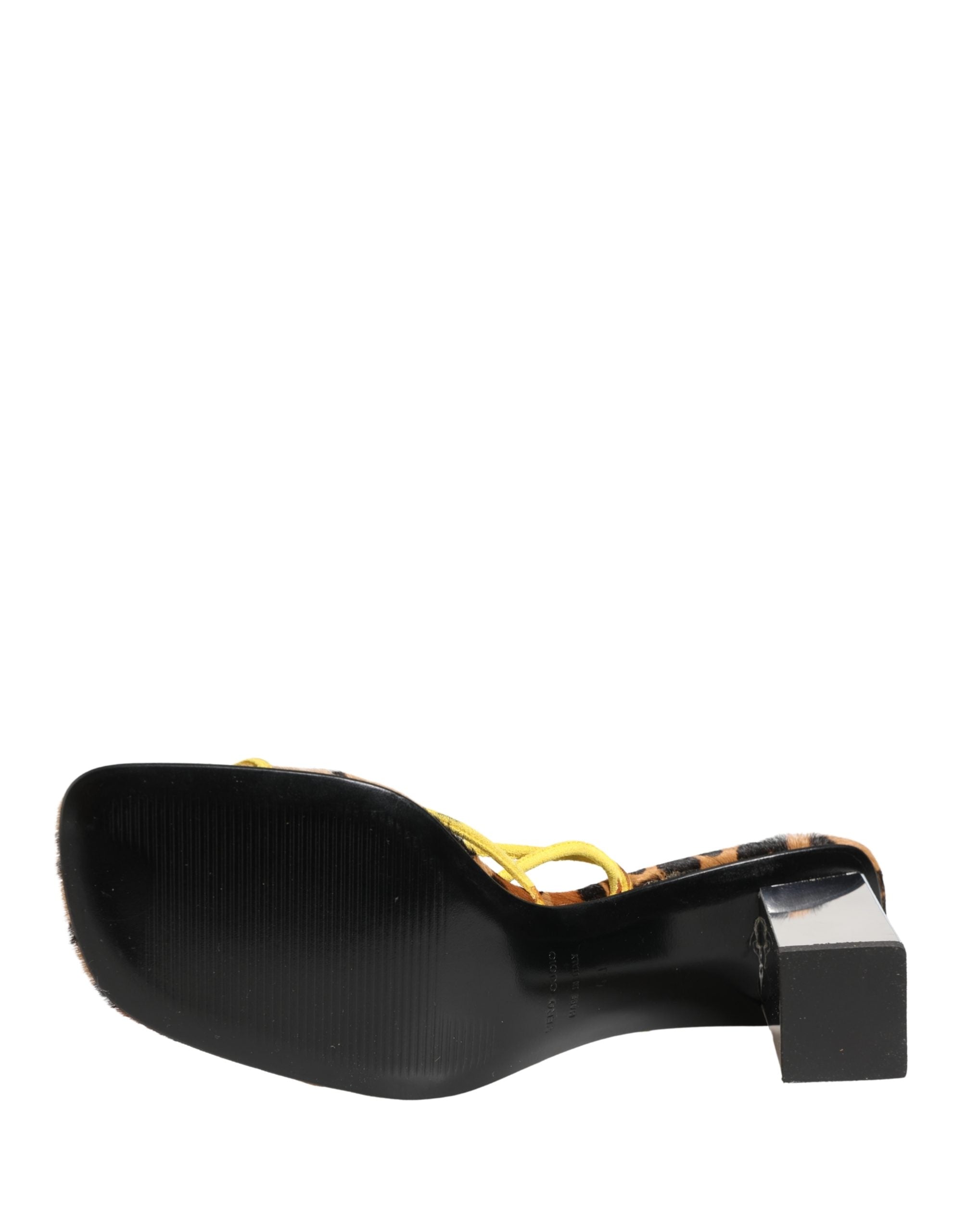 Dolce & Gabbana Multicolor Leather Block Heels Sandals Shoes