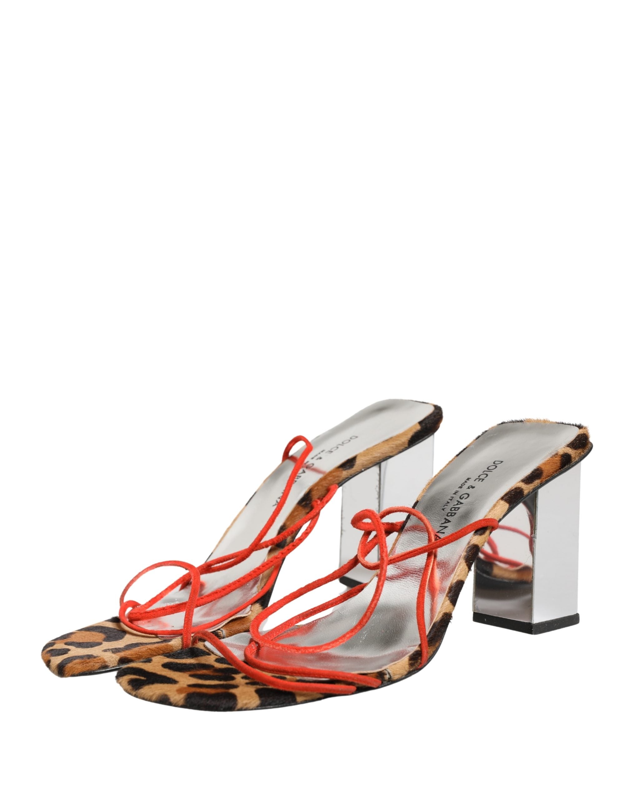 Dolce & Gabbana Multicolor Leather Block Heels Sandals Shoes