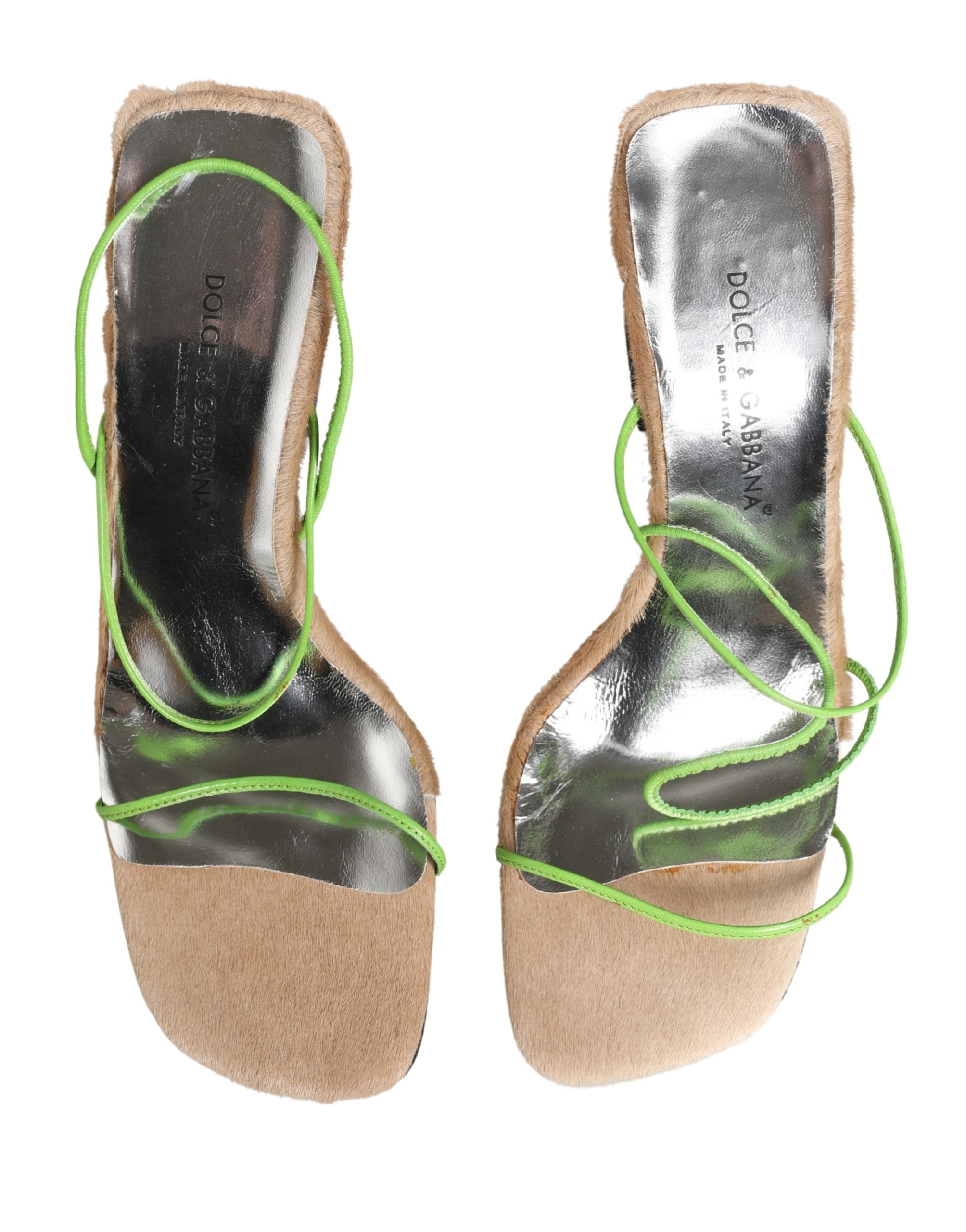Dolce & Gabbana Multicolor Leather Block Heels Sandals Shoes