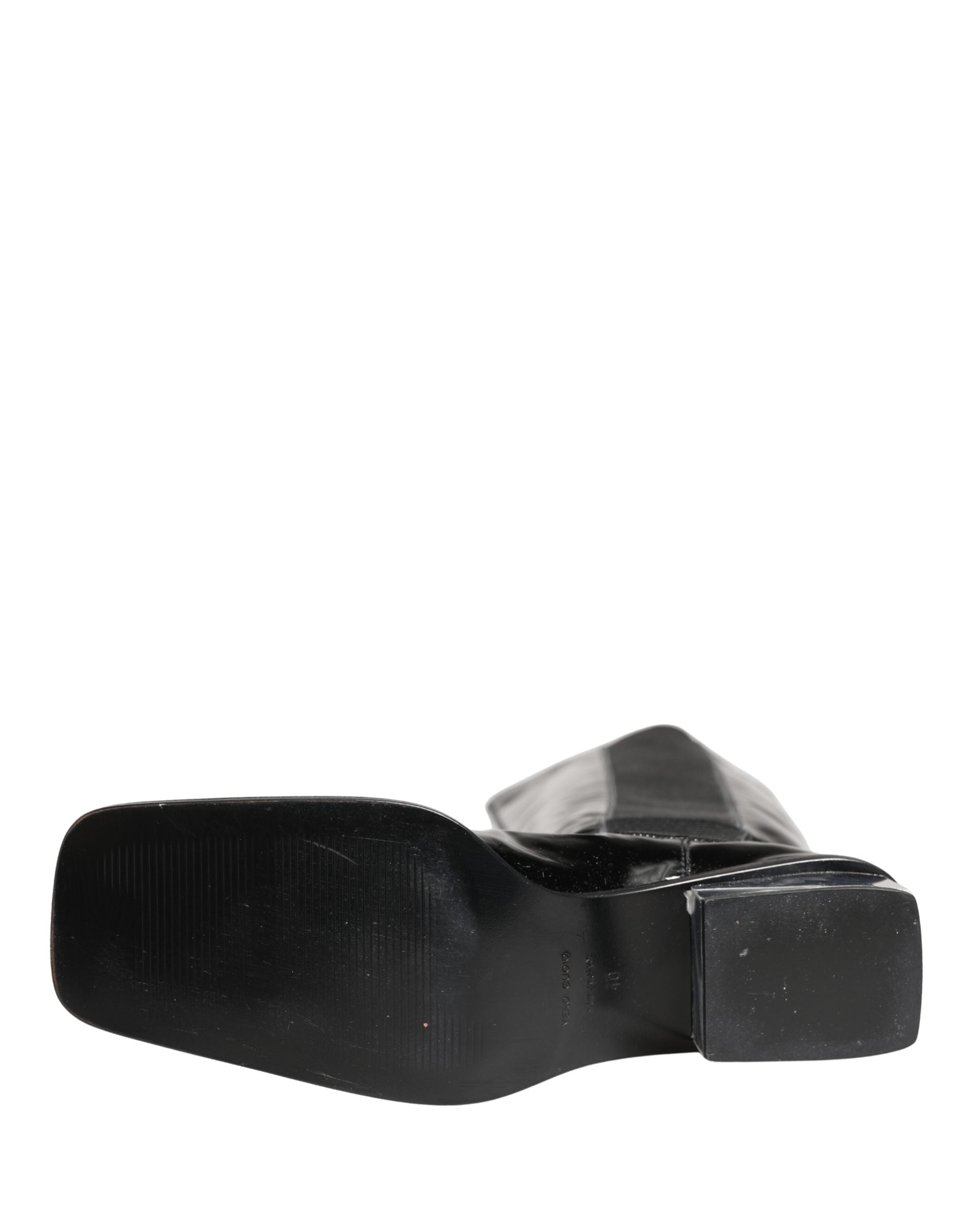 Dolce & Gabbana Black Patent Leather Knee High Boots Shoes