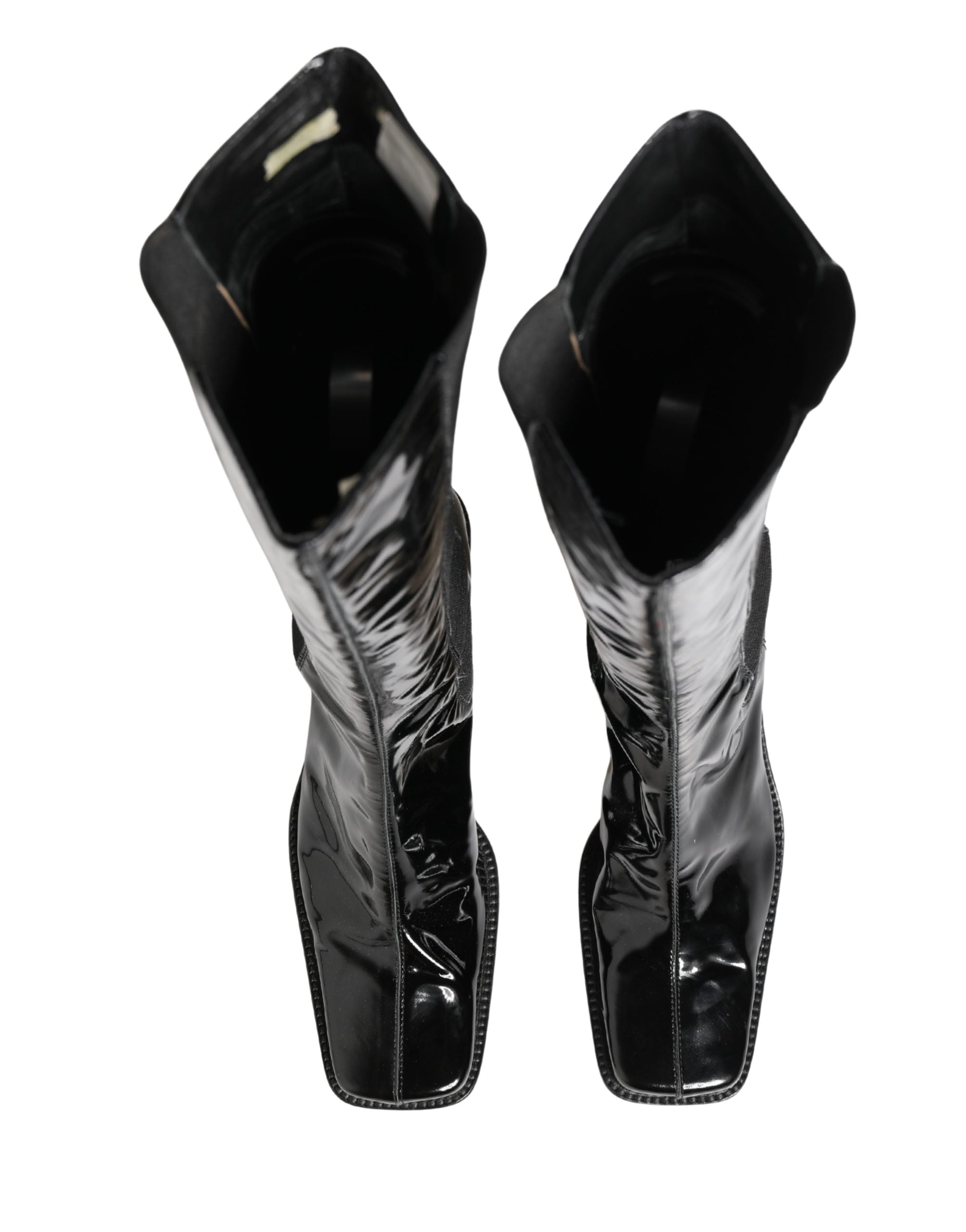 Dolce & Gabbana Black Patent Leather Knee High Boots Shoes