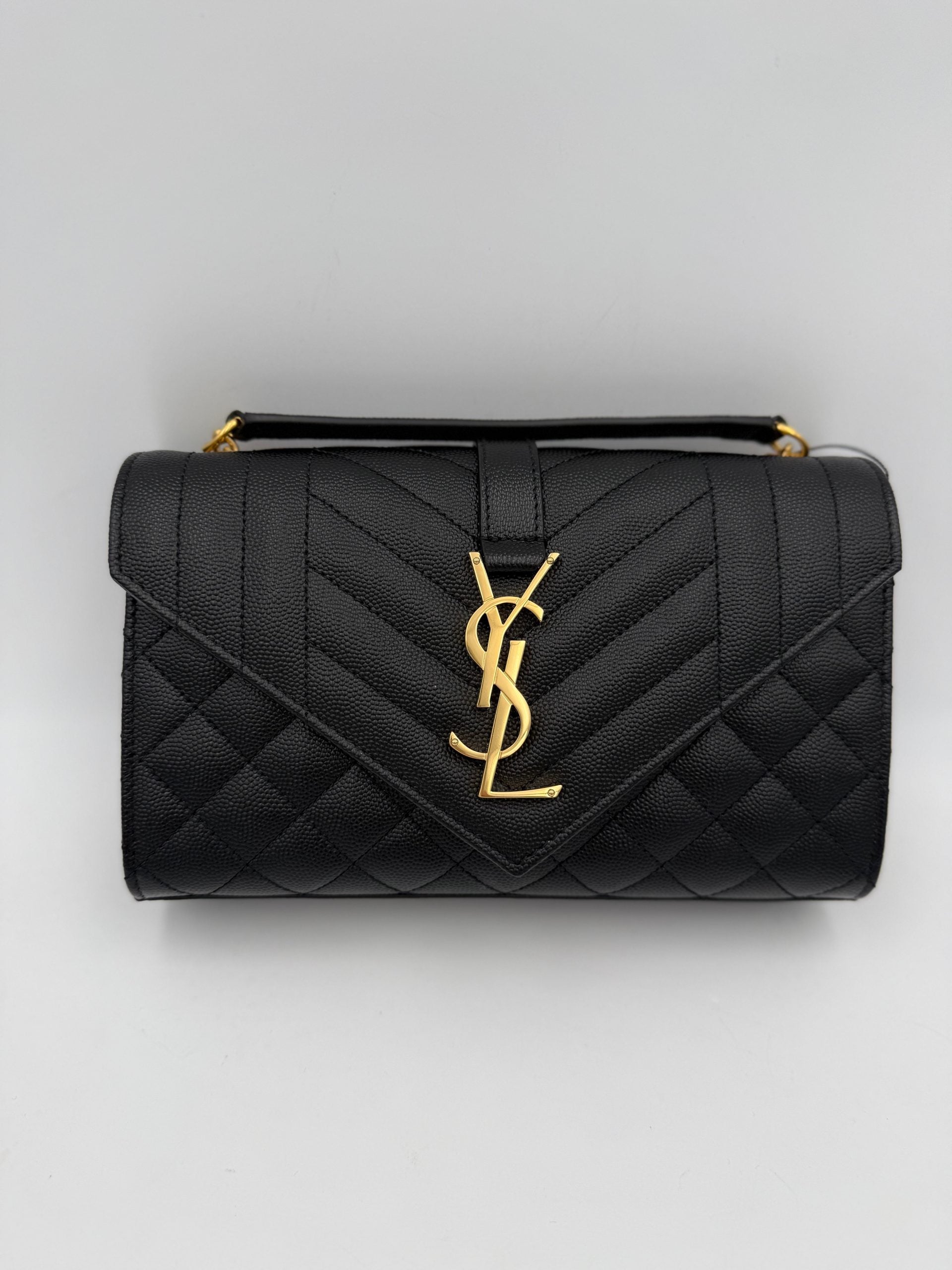 Saint Laurent SAINT LAURENT ENVELOPE SMALL in Black Grained Leather Handbag