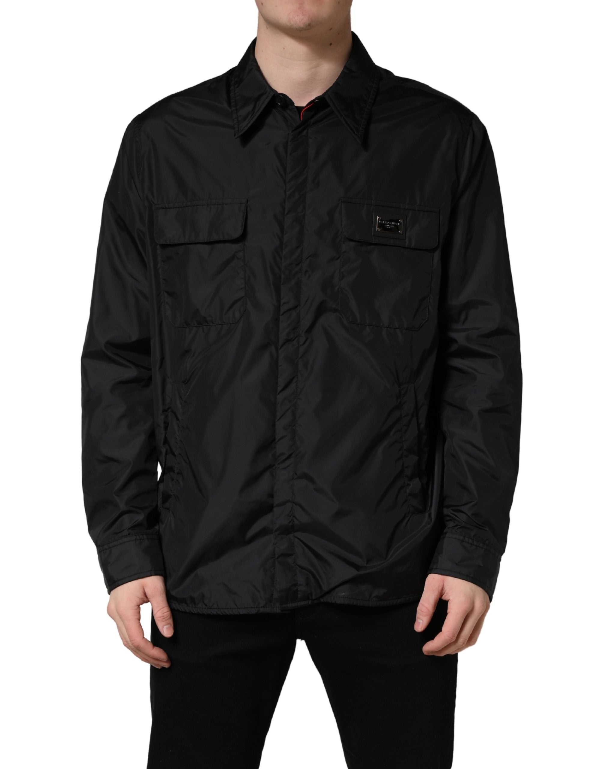 Dolce & Gabbana Black Logo Plaque Long Sleeves Shirt Jacket