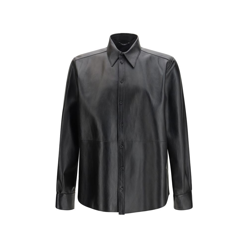 Dolce & Gabbana Black Leather Dress Shirt LUNESCAPE