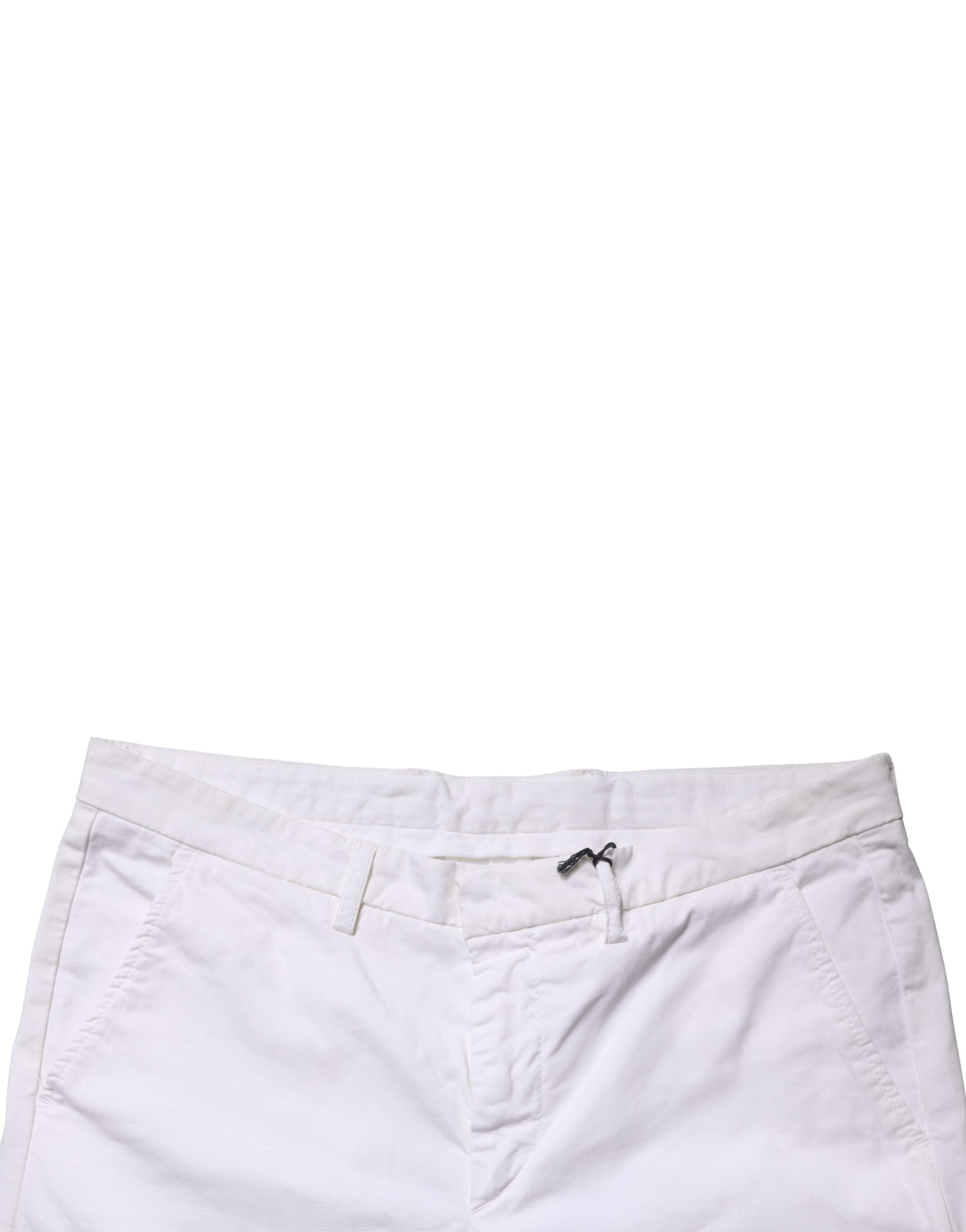 Kaos White Mid Waist Cotton Stretch Casual Men Trouser Pants