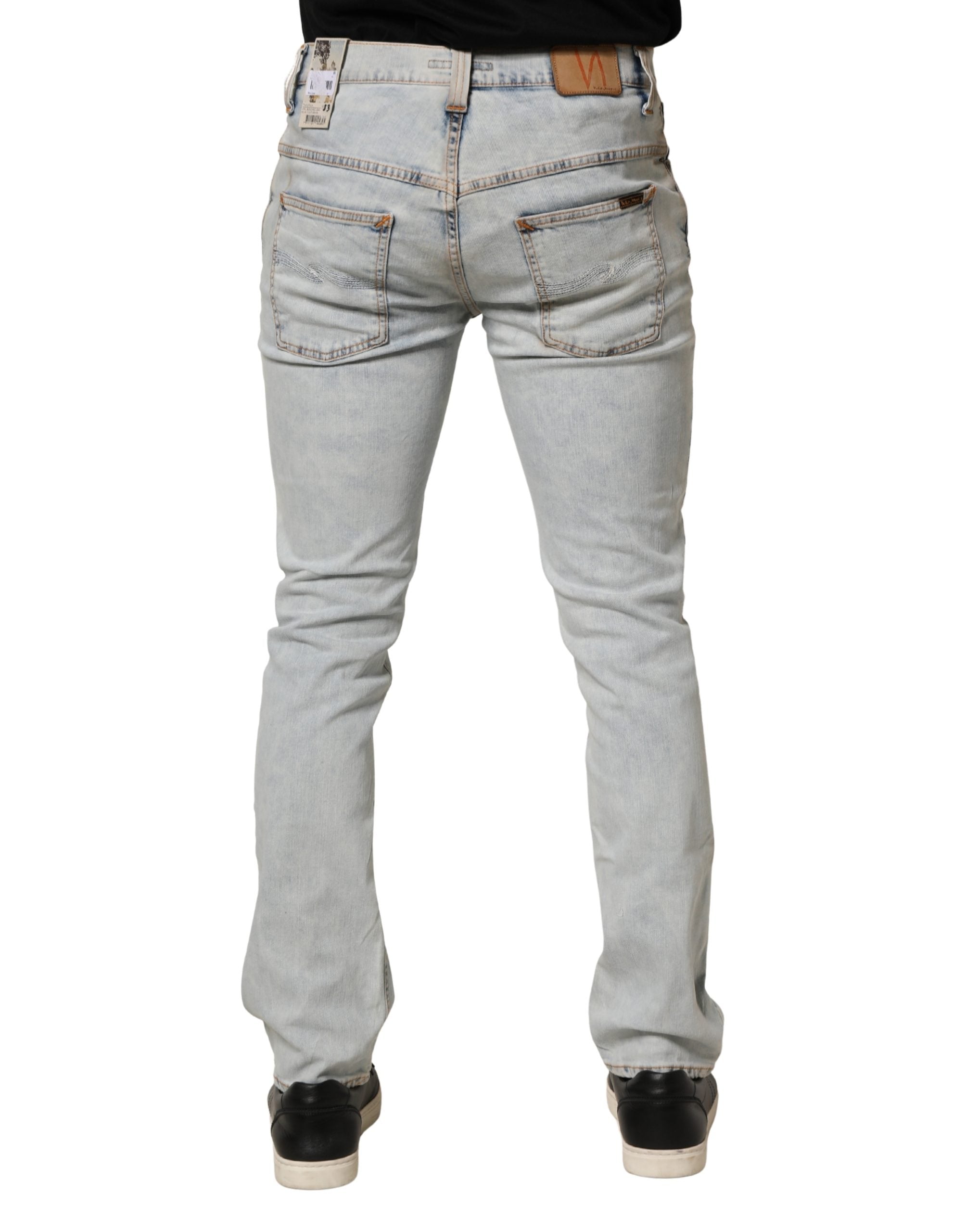Nudie Jeans Light Blue Cotton Stretch Skinny Fit Men Denim Trouser JEANS
