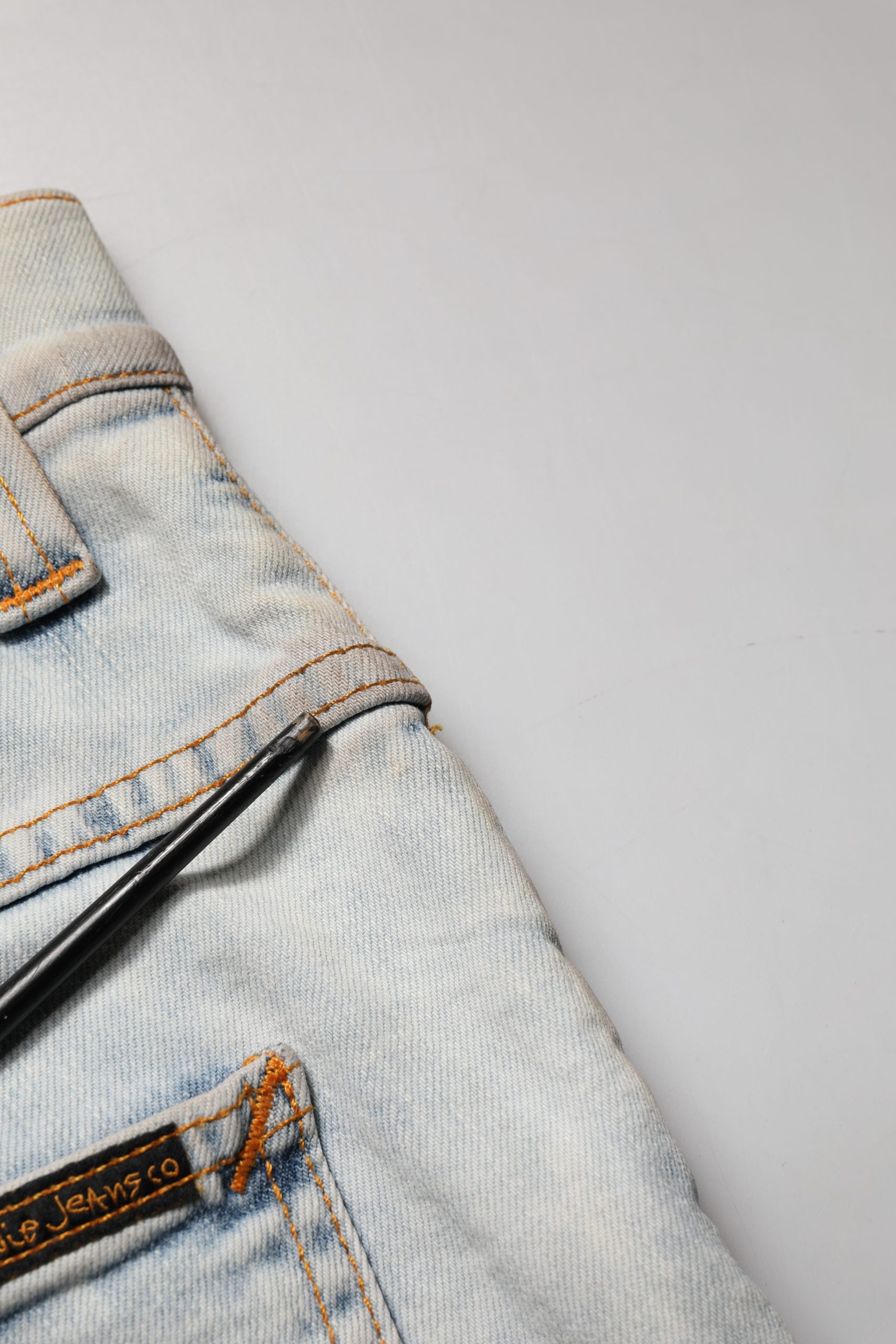 Nudie Jeans Light Blue Cotton Stretch Skinny Fit Men Denim Trouser JEANS