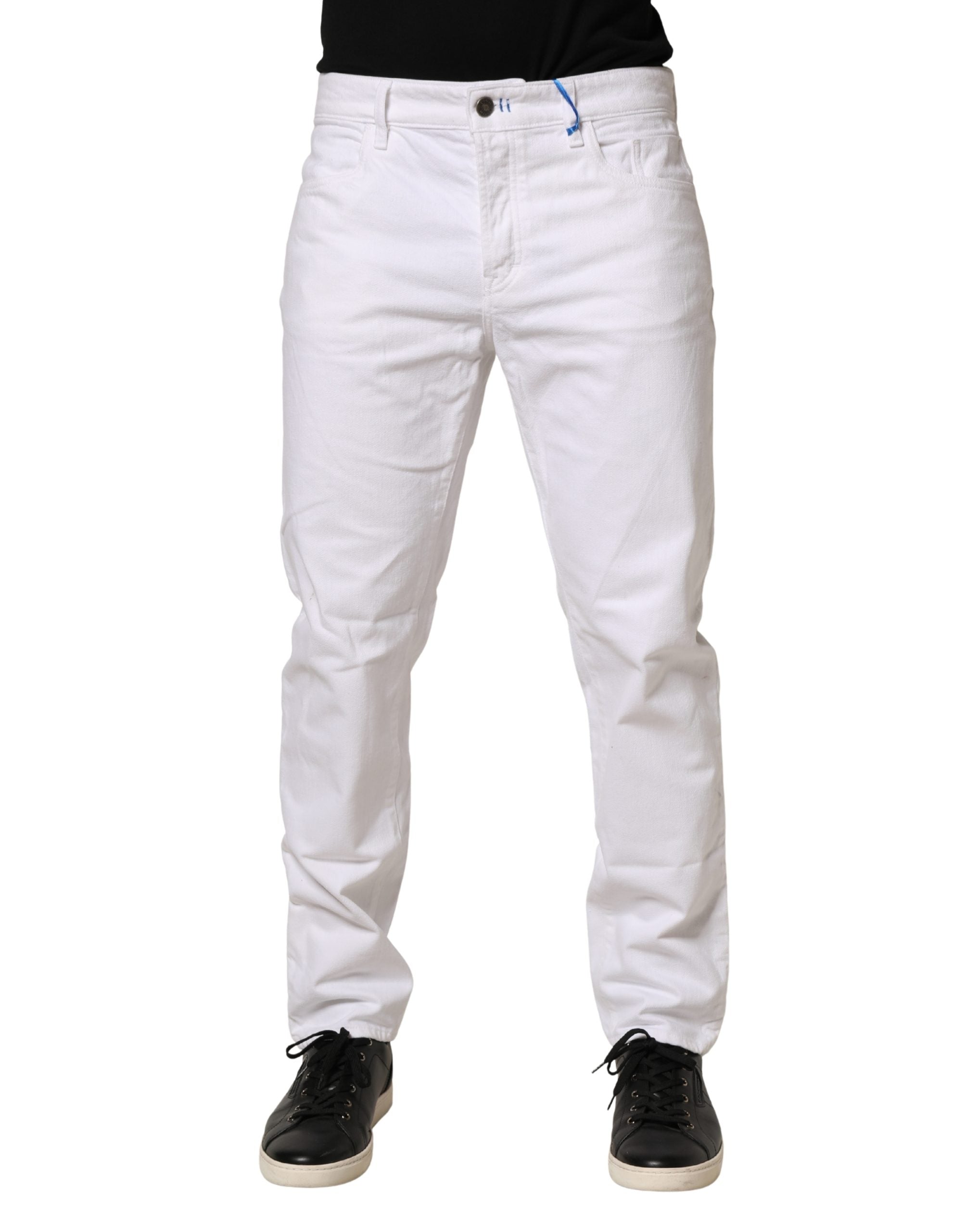 Siviglia White Mid Waist Cotton Skinny Denim Men Trouser Jeans