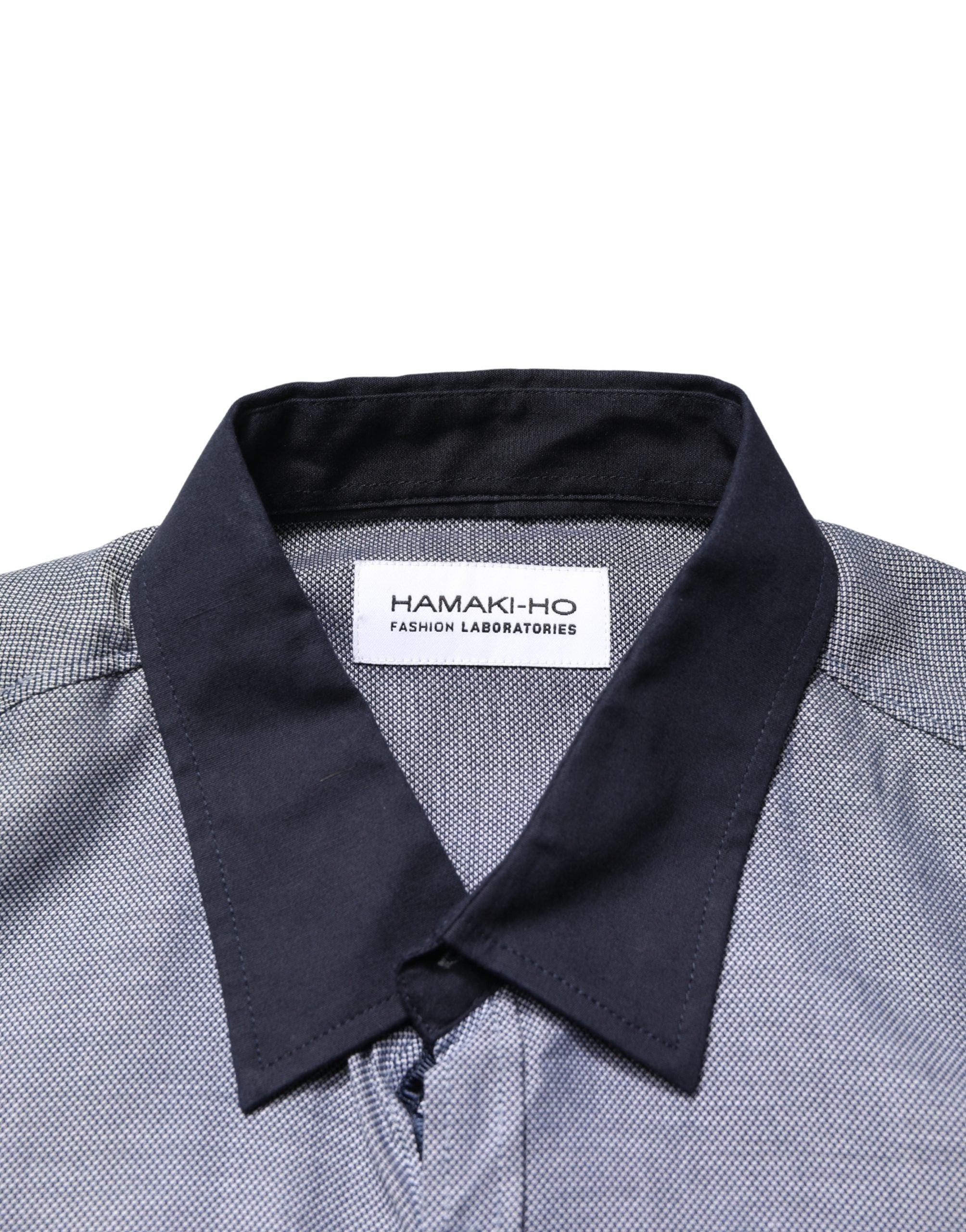 Hamaki-Ho Dark Blue Cotton Long Sleeves Collared Dress Formal Shirt