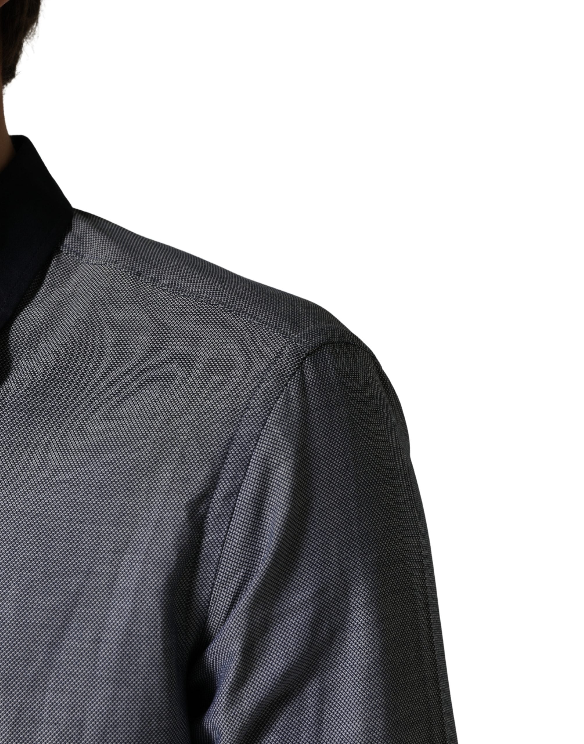Hamaki-Ho Dark Blue Cotton Long Sleeves Collared Dress Formal Shirt