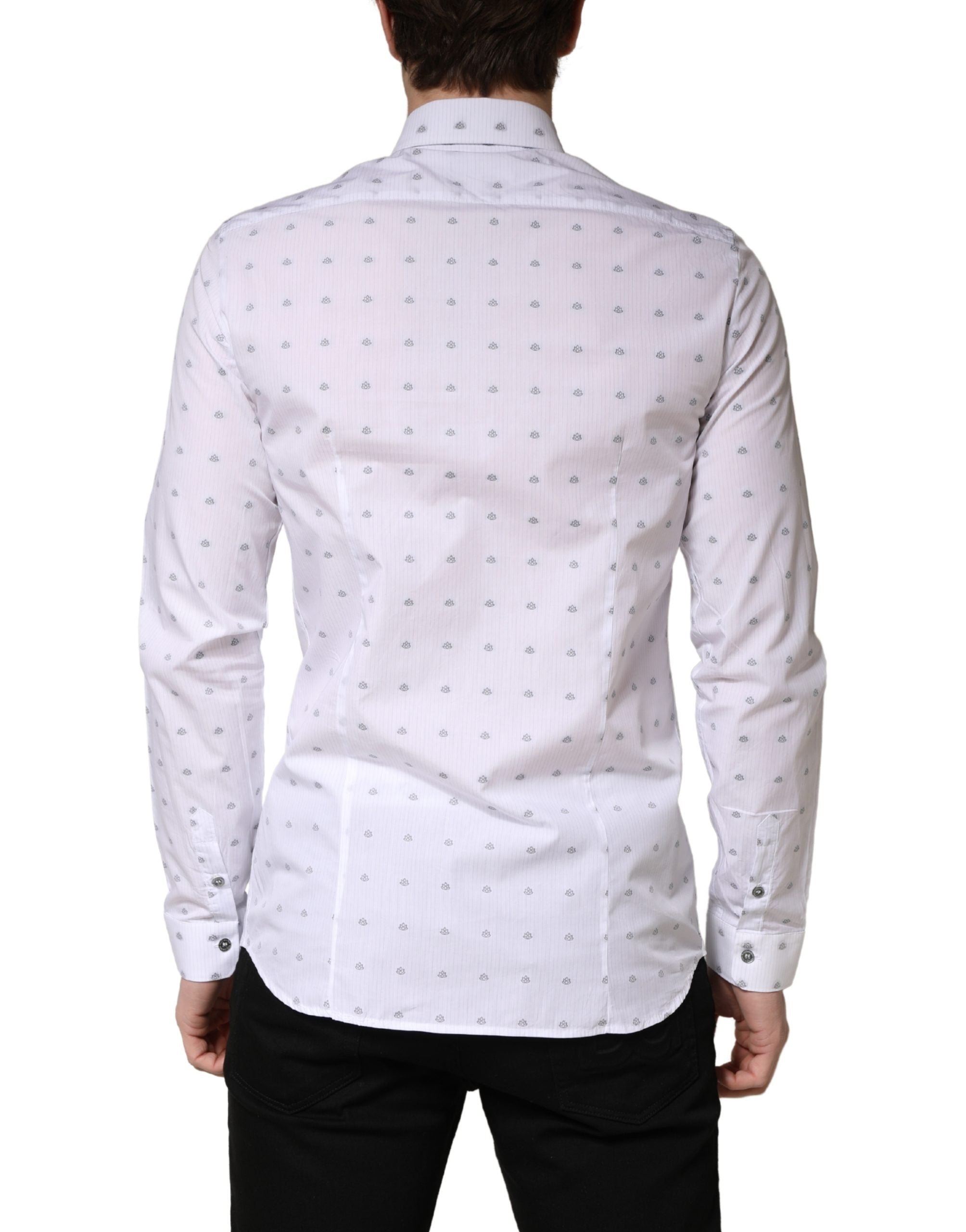Patrizia Pepe White Cotton Slim Fit Collared Men Dress Shirt