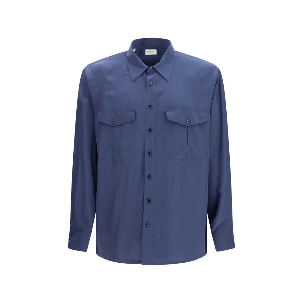 Saint Laurent Blue Viscose Dress Shirt LUNESCAPE