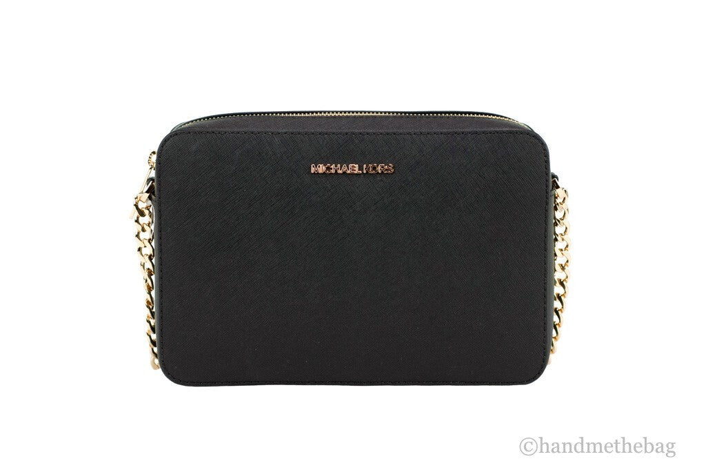 Michael Kors Women'S Top Zip Closure Saffiano Leather Crossbody Bag, Black LUNESCAPE