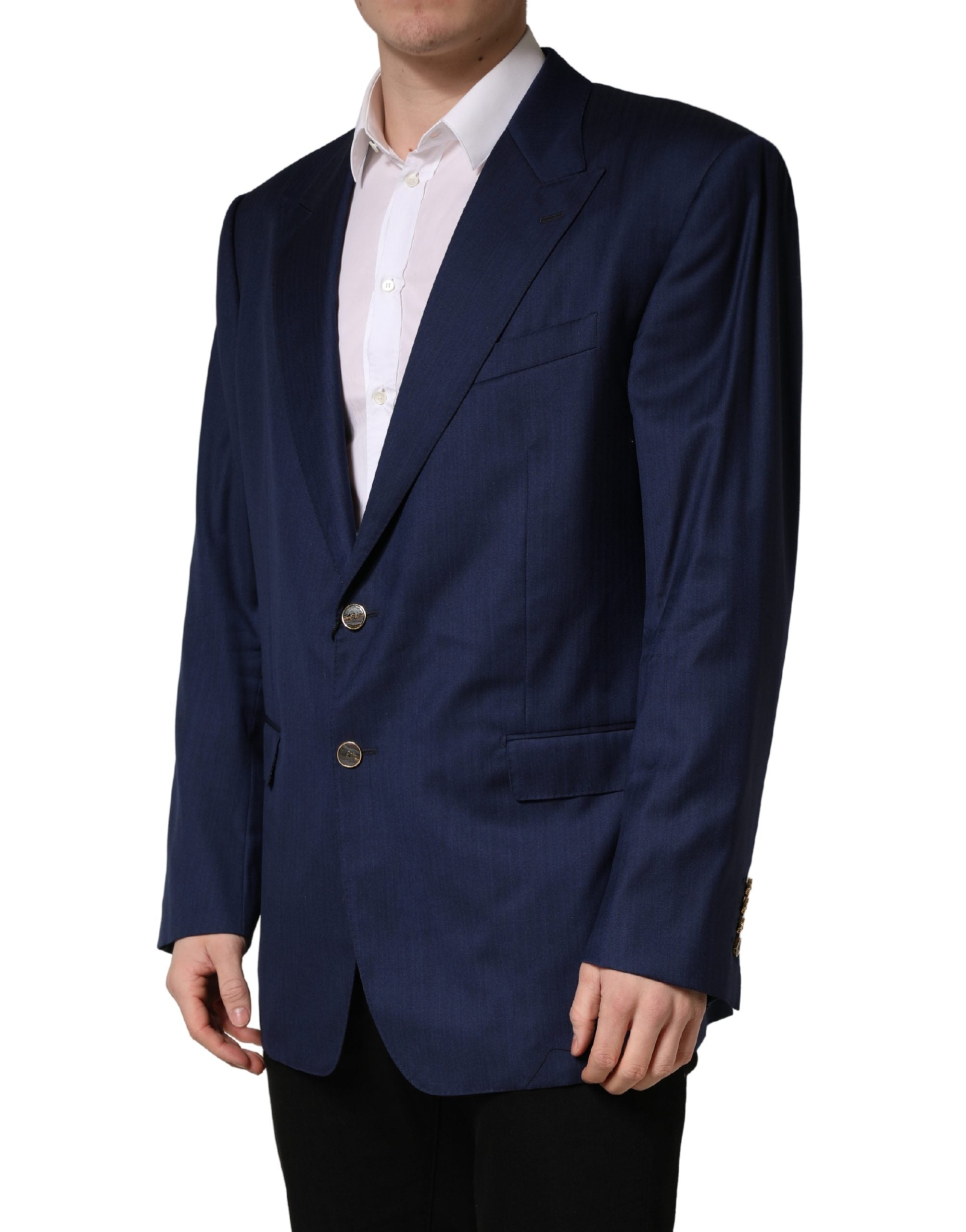 Dolce & Gabbana Blue Single Breasted 2 Button Suit Jacket