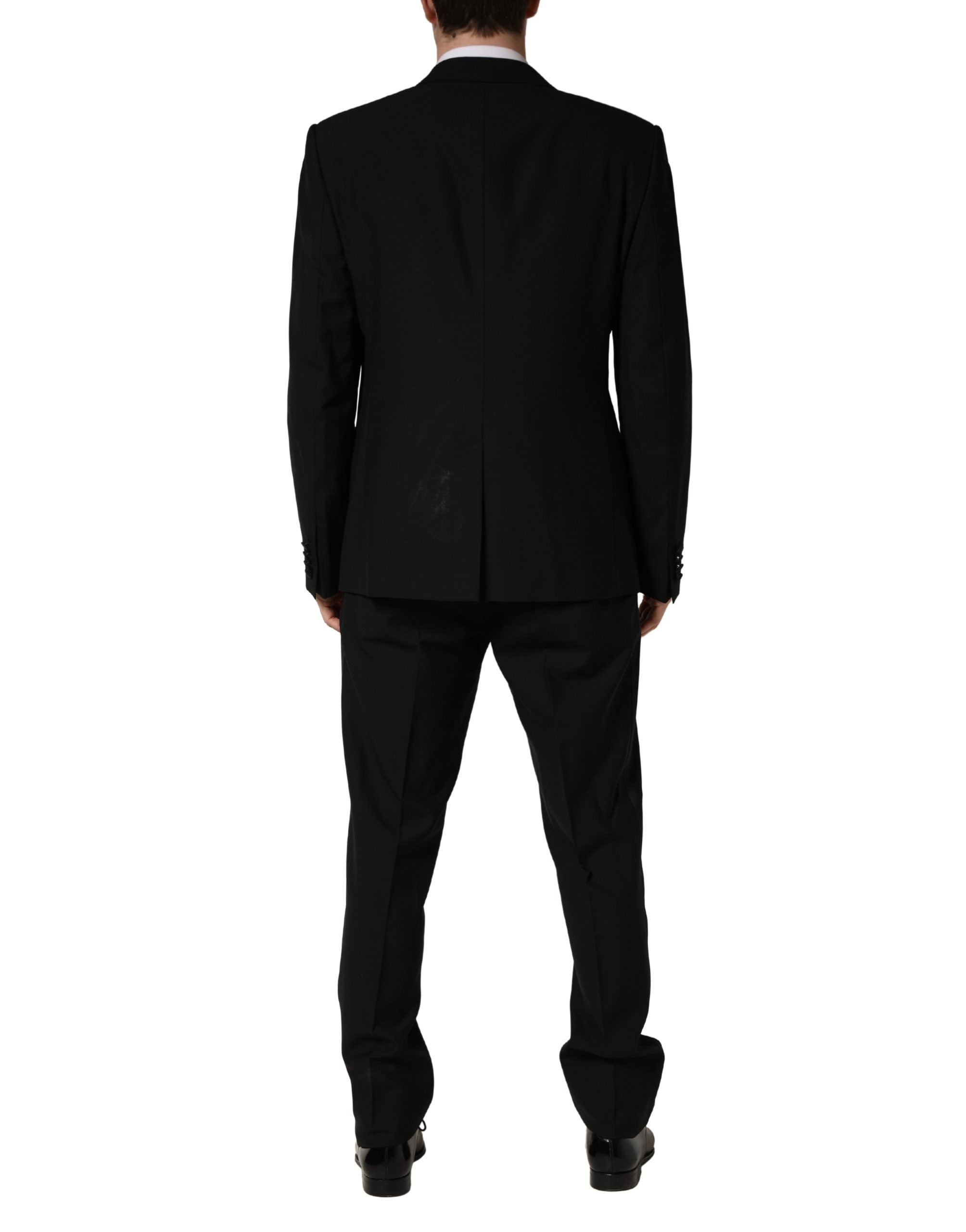 Dolce & Gabbana Black Wool Silk Saxophone Slim Fit 3Pc Suit