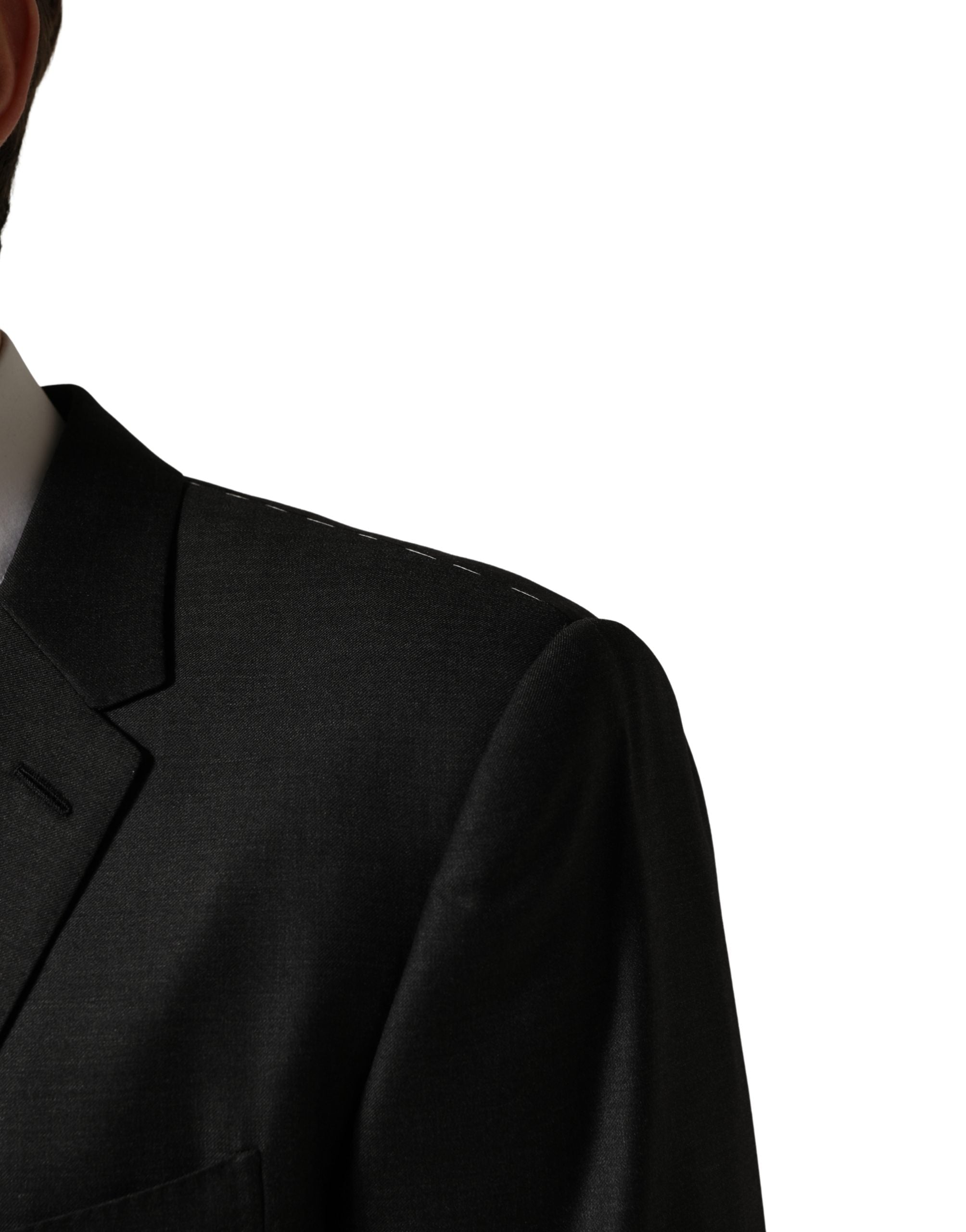 Dolce & Gabbana Black Wool 2 Buttons Formal 3 Piece Men Suit