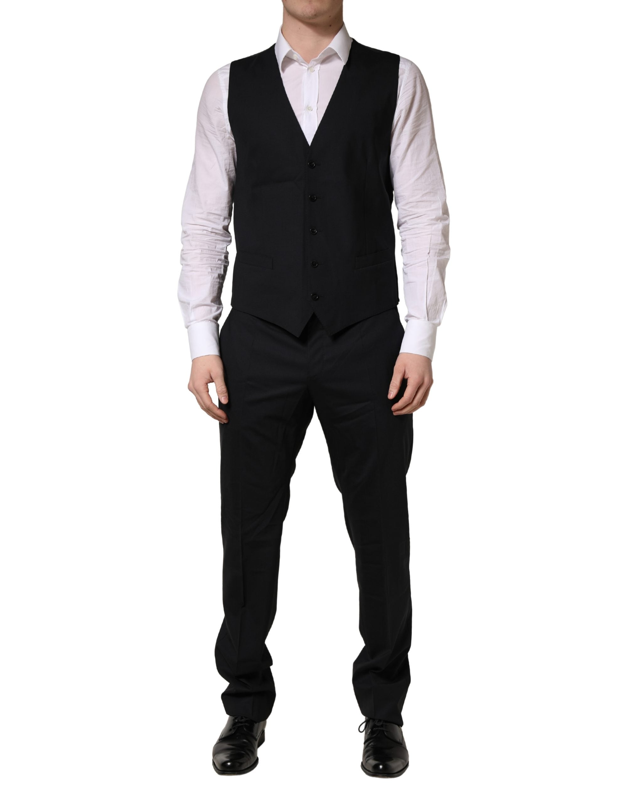 Dolce & Gabbana Black Wool 2 Buttons Formal 3 Piece Men Suit