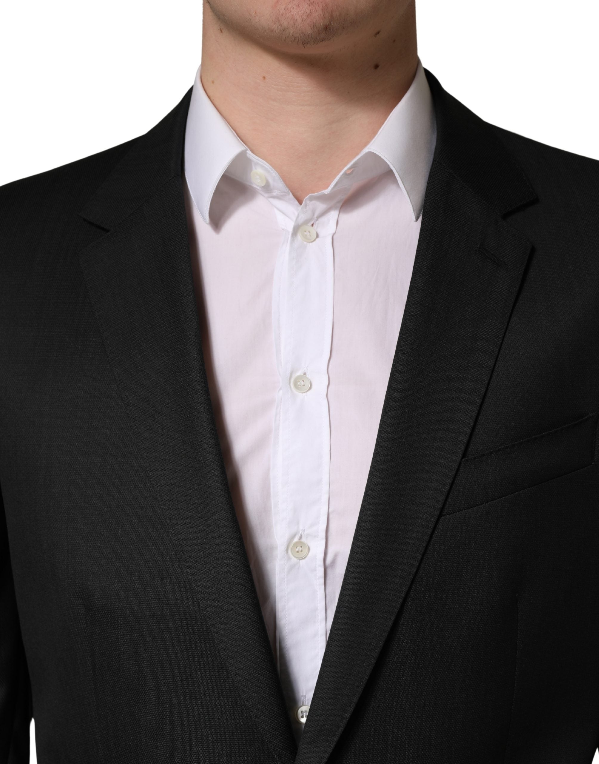 Dolce & Gabbana Black Wool 2 Buttons Formal 2 Piece Suit