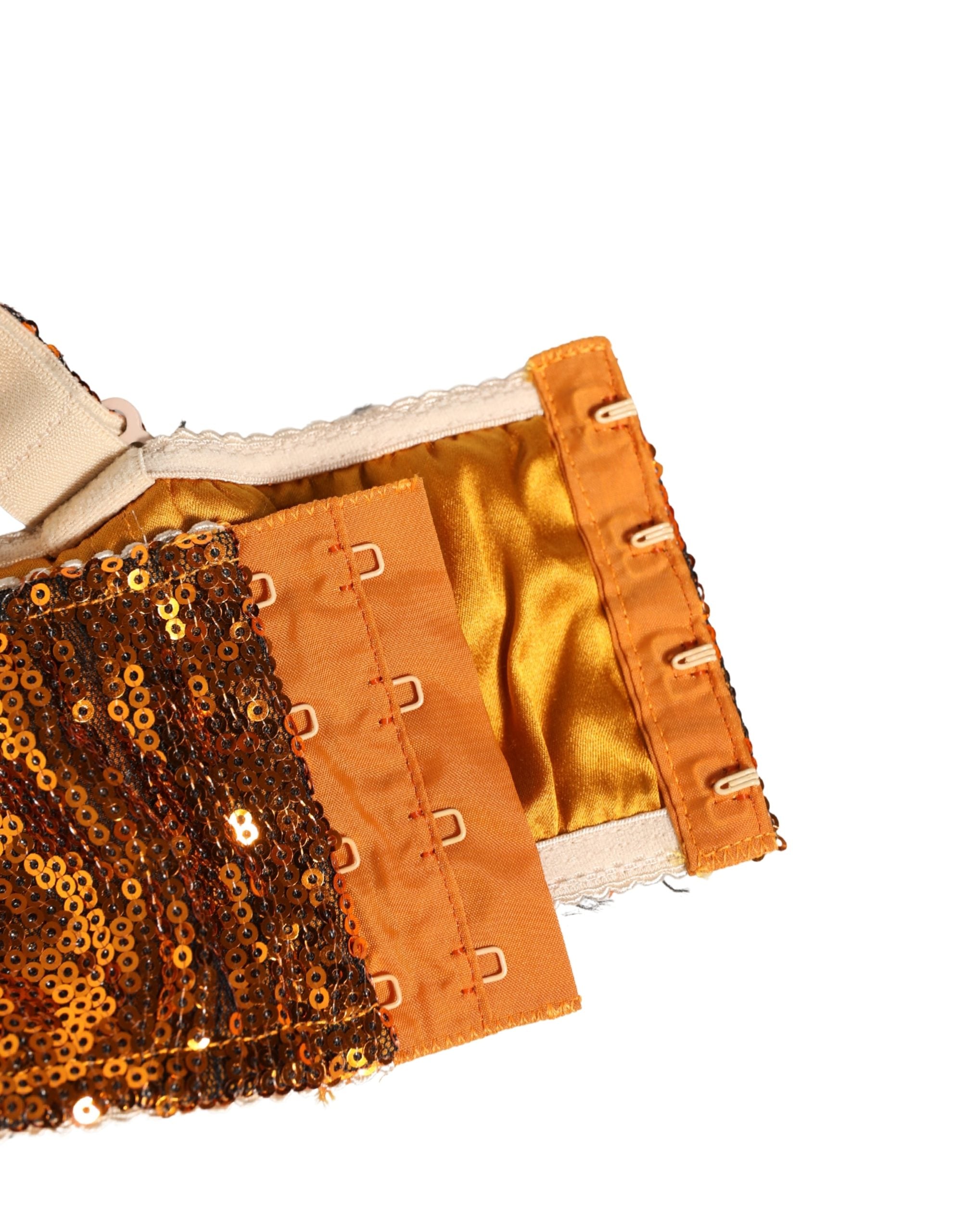 Dolce & Gabbana Gold Sequined Nyon Balconnet Bra Underwear