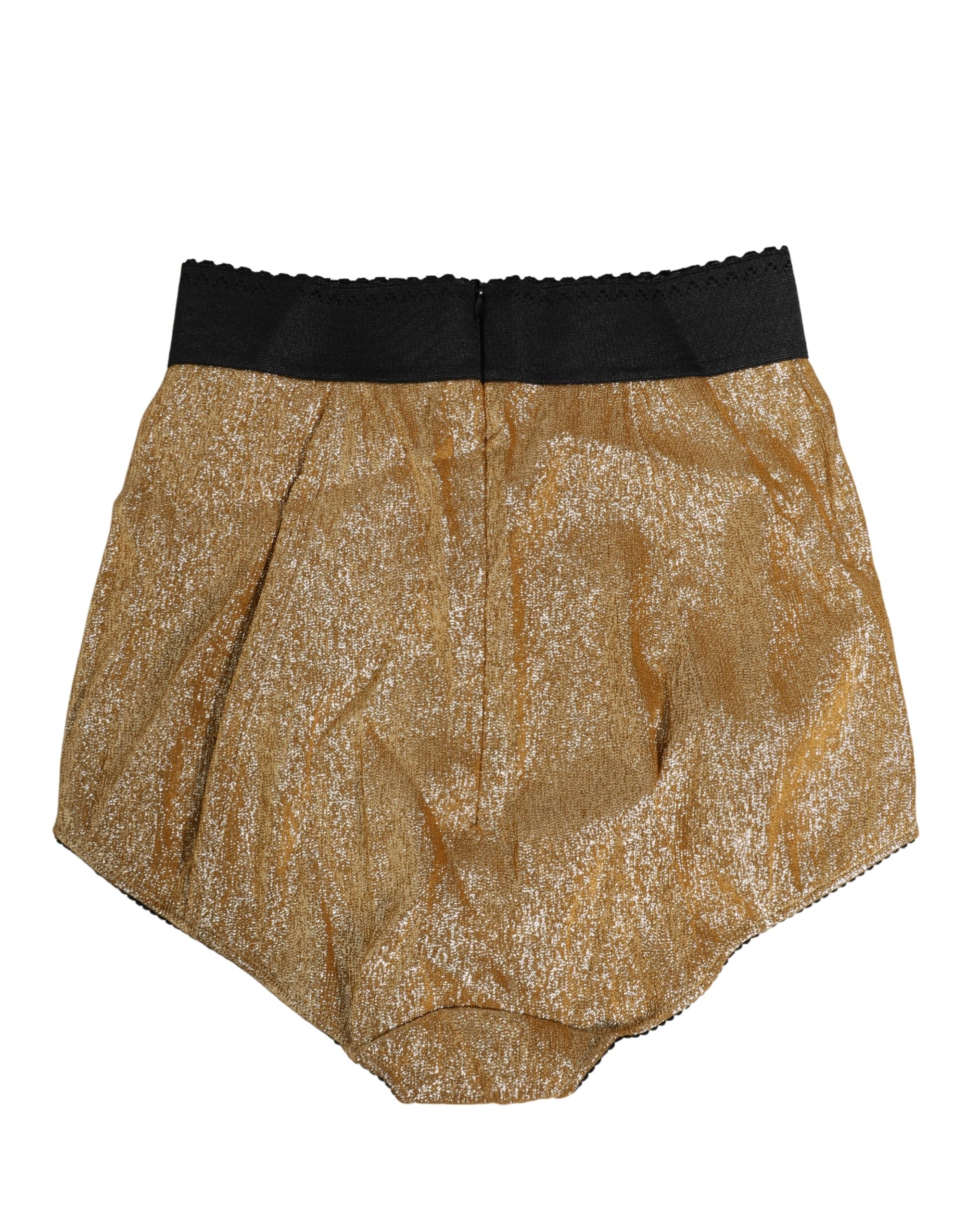 Dolce & Gabbana Gold Silk Blend High Waist Girdle Panty Underwear
