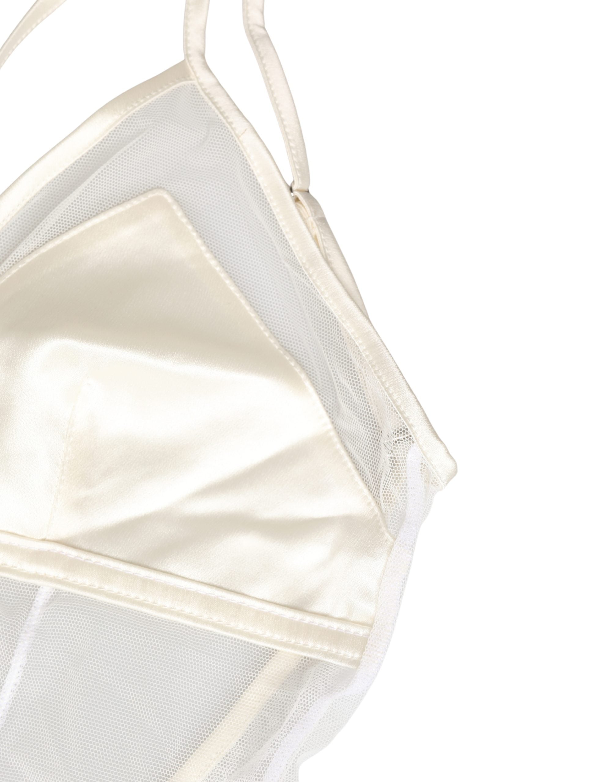 Dolce & Gabbana White Sheer Nylon Bodysuit Halterneck Underwear