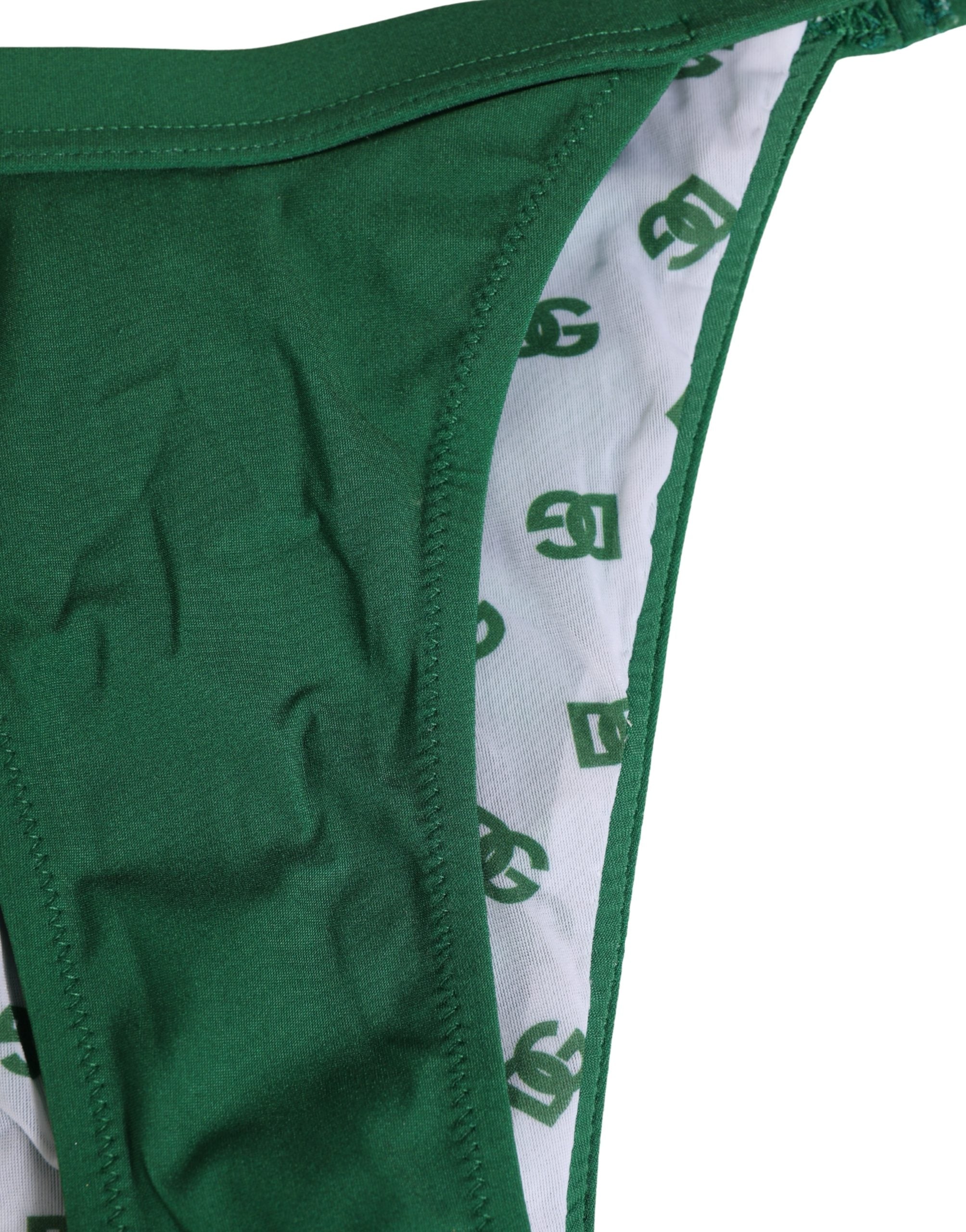 Dolce & Gabbana Green Logo Plaque Nylon Brief Panty Underwear
